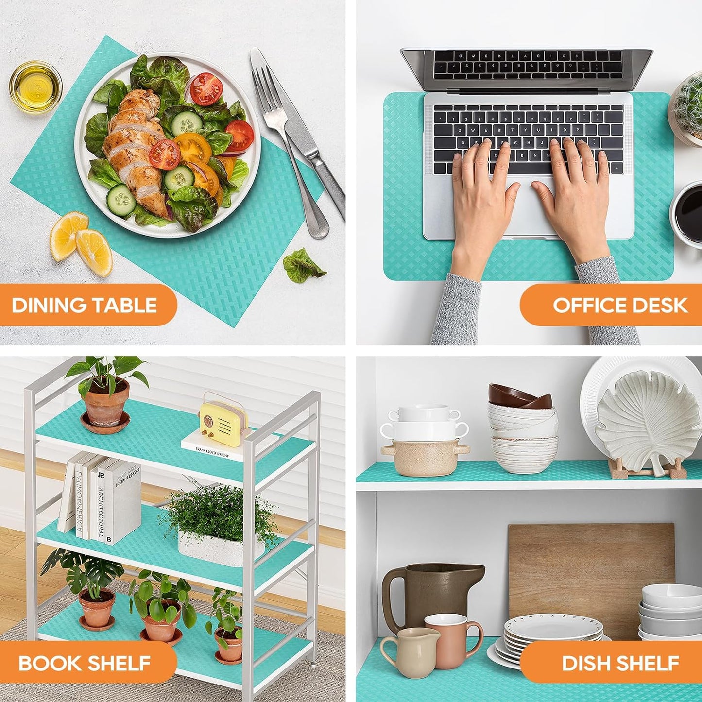 Blue Shelf Liners for Kitchen Cabinets Refrigerator Liners Waterproof & Oil-Proof Kitchen Cupboard Liner Drawer Mats EVA Material Non Adhesive Fridge Liner for Shelves 23.6 x 78.7 Inches