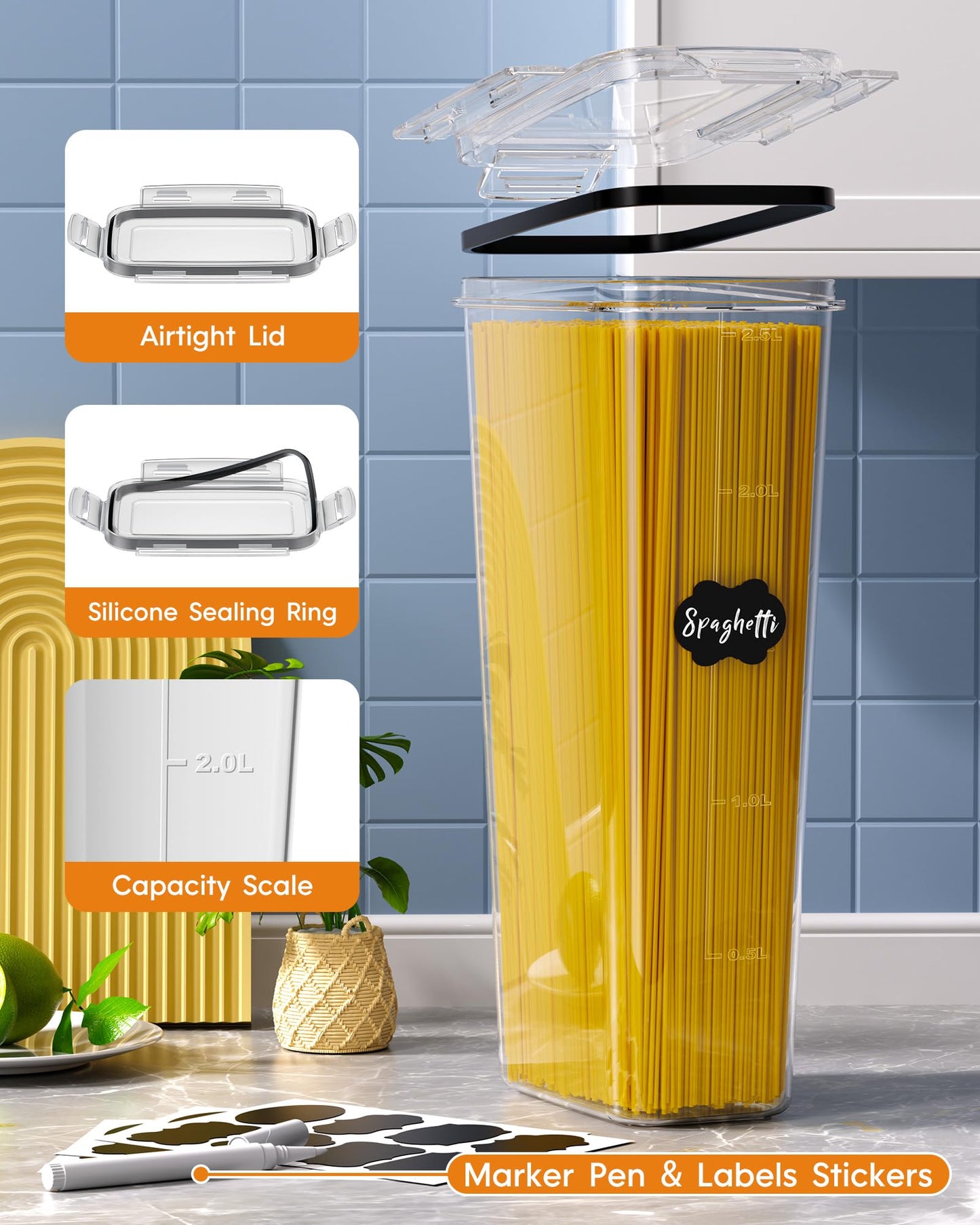 Airtight Food Storage Containers with Lids, 24 PCS Kitchen and Pantry Organization Canisters