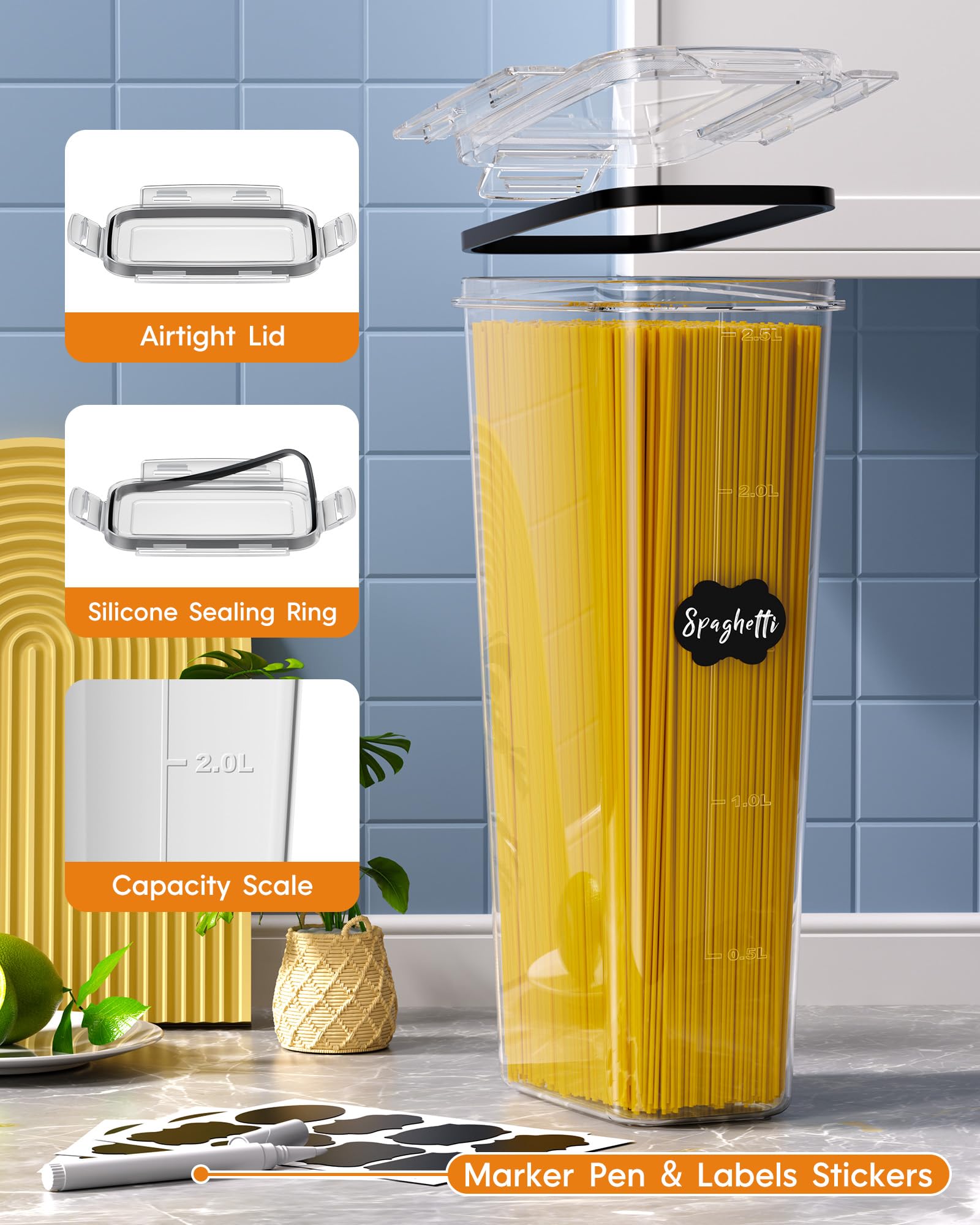 Airtight Food Storage Containers with Lids, 24 PCS Kitchen and Pantry Organization Canisters