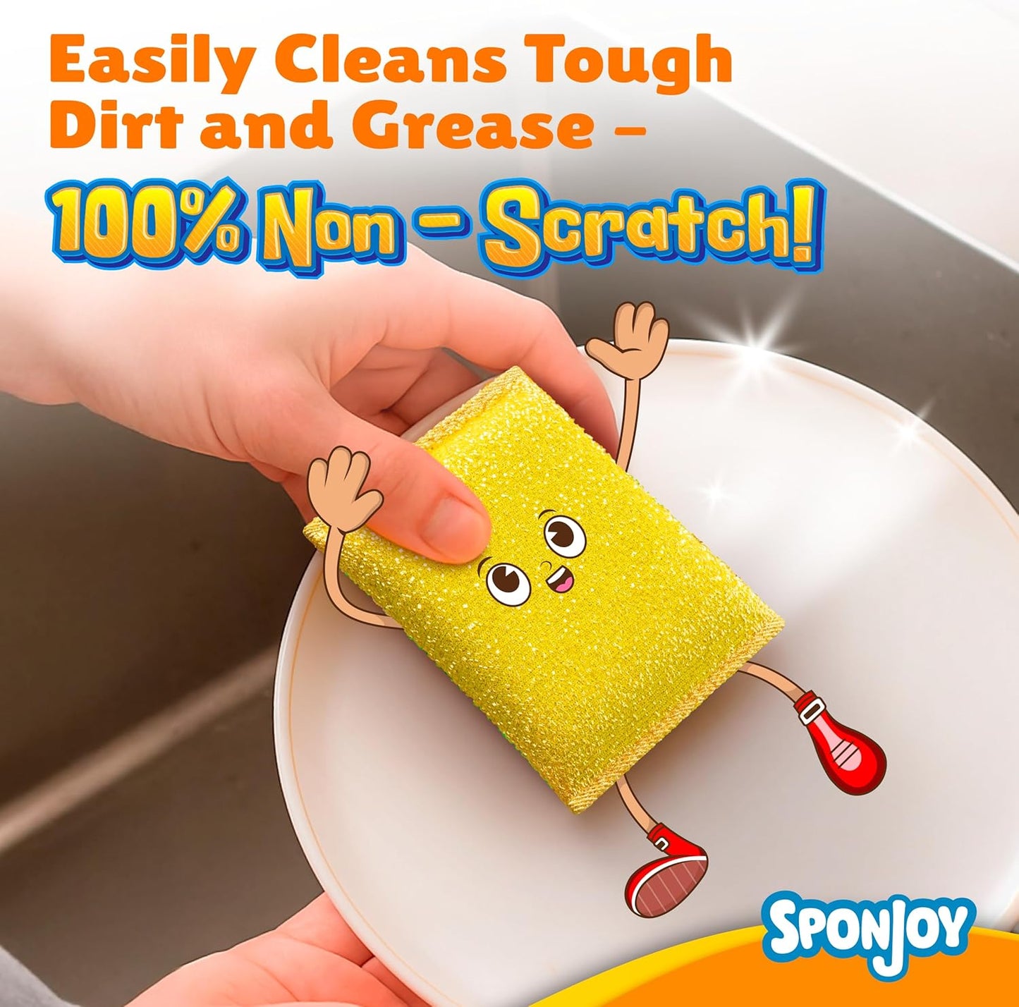 6-Pack Dish Sponges Kitchen - Colorful Kitchen Sponges for Washing Dishes, Non-Scratch & Odor-Resistant Dish Sponge Bulk, Long-Lasting & Durable for Multi-Surface Cleaning, Dishwasher Safe