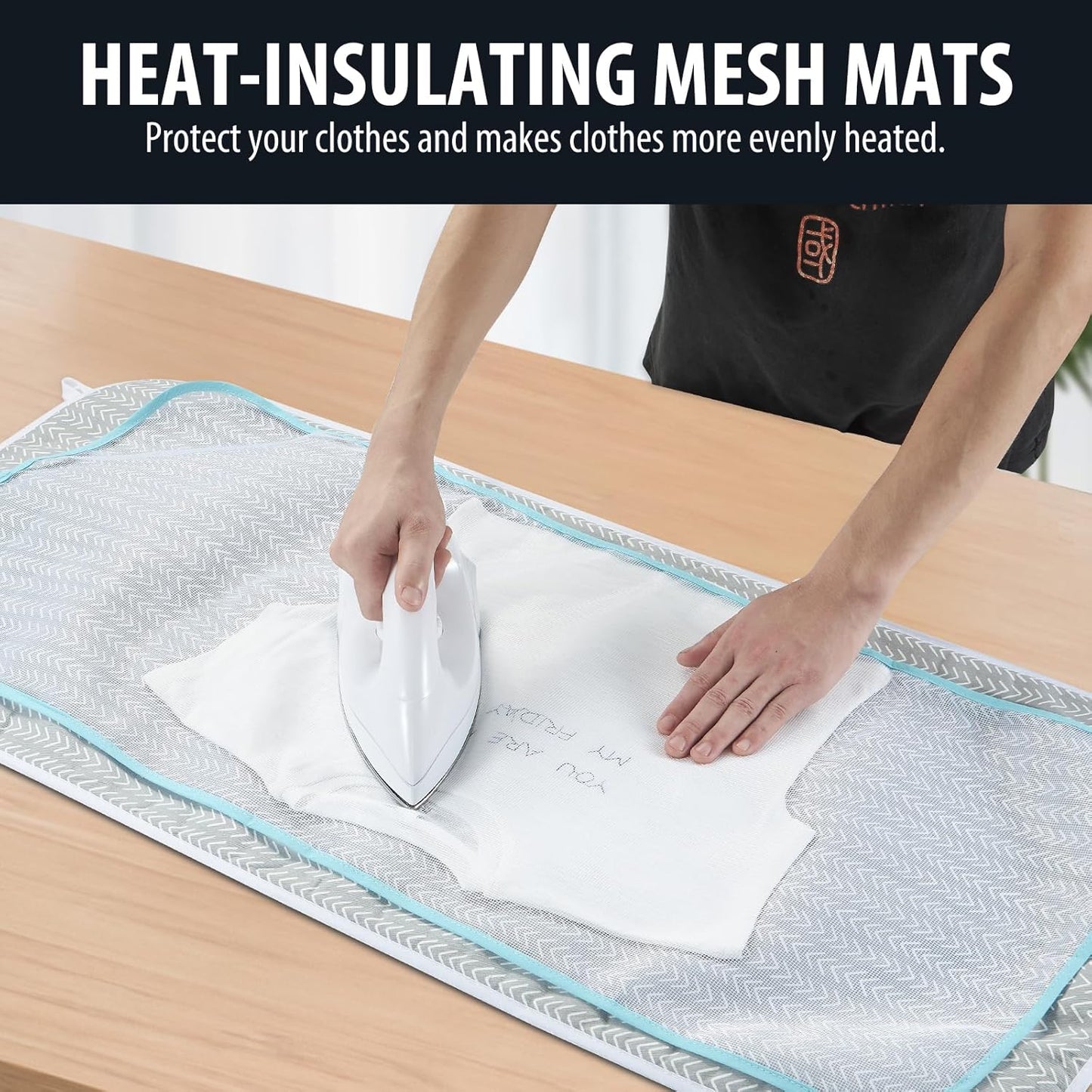 Seiritex Ironing Mat, Portable Ironing Pad 39.4 x 18.9 inch Table Top Iron Board 5 in 1 Travel Iron Blanket for Washer, Dryer, Counter top, Grey Arrow