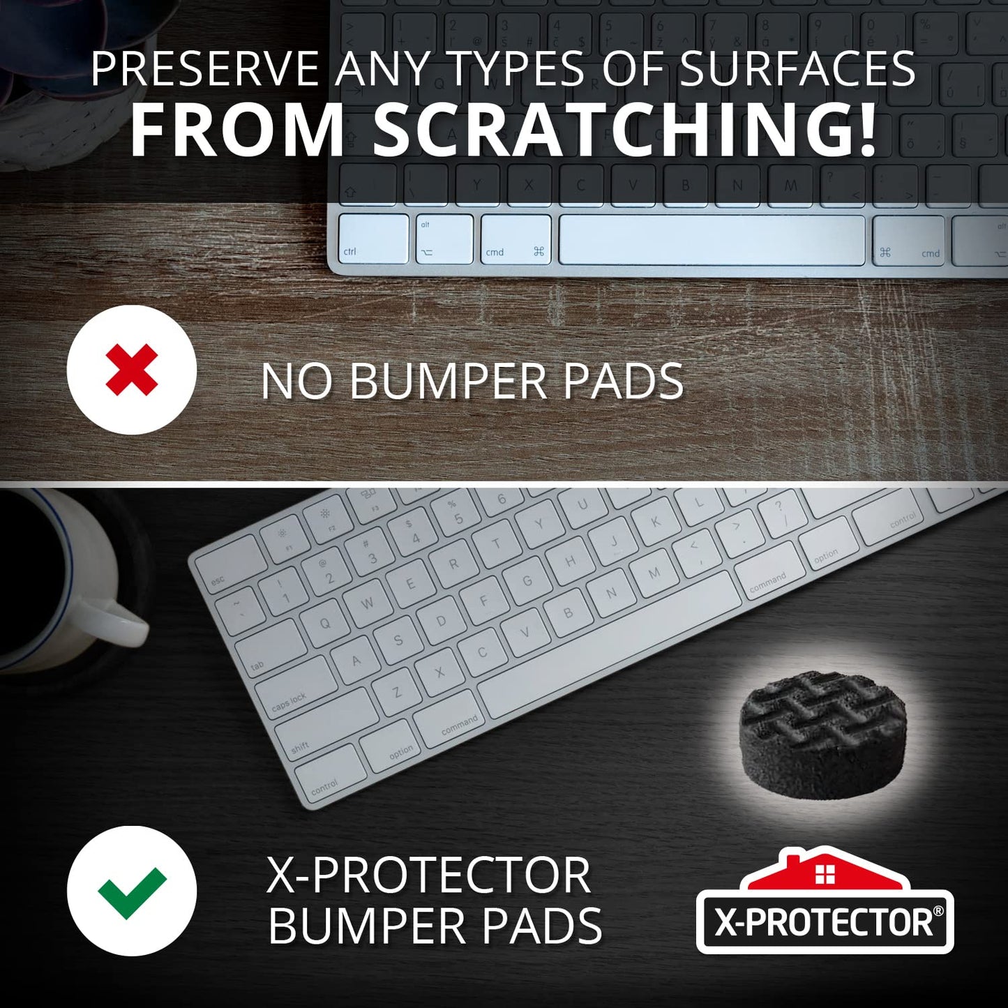 X-Protector Cabinet Door Bumpers 100 PCS Small Black Rubber Pads 3/8' Self-Adhesive Thick Dots Protect Glass & Surfaces