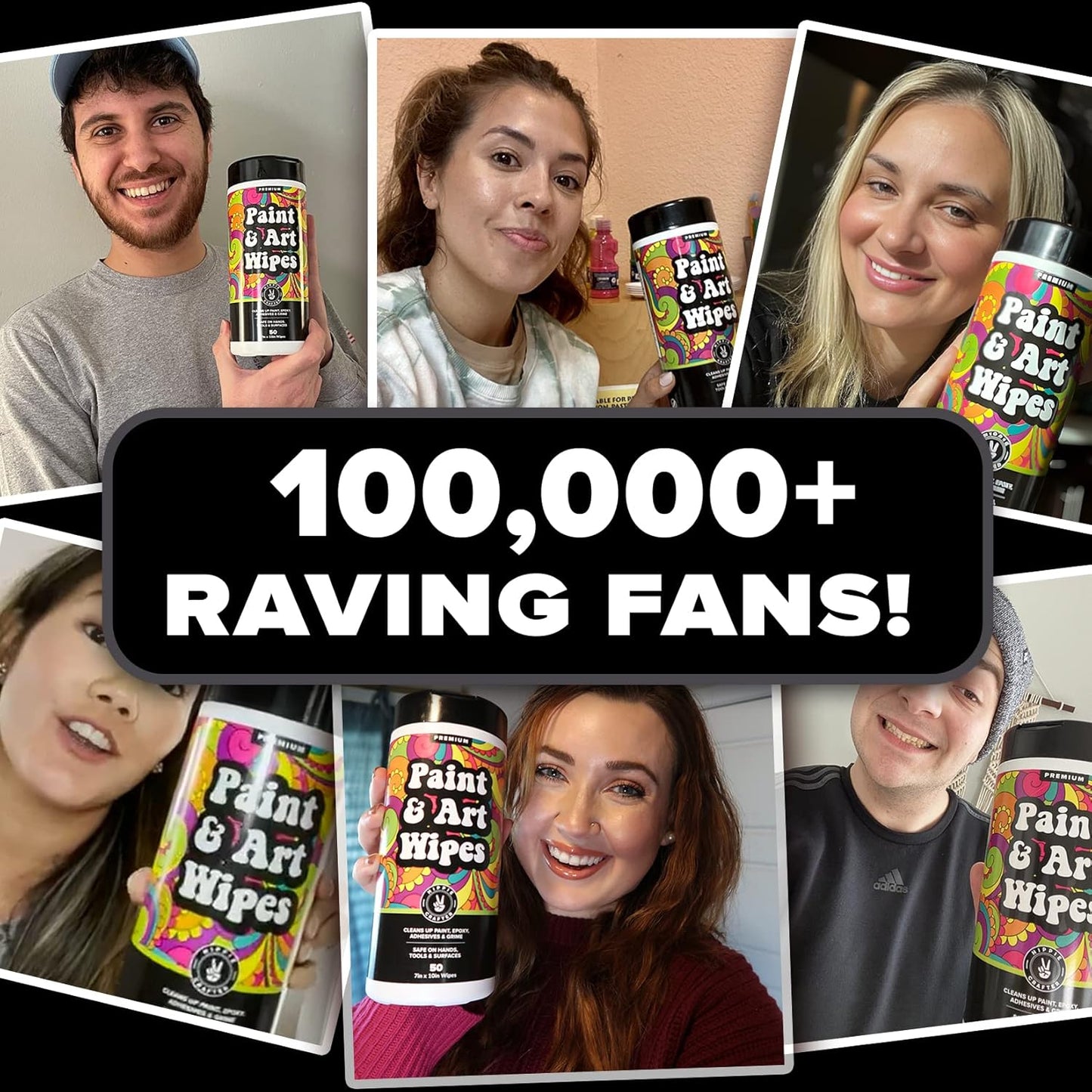 Paint and Art Wipes, Heavy-Duty Cleaner for Paint, Epoxy, Glue, Latex & Acrylic Stains, 1 Pack (50 Wipes), Safe for Hands, Brushes, Plastic, Metal, Wood & Floors