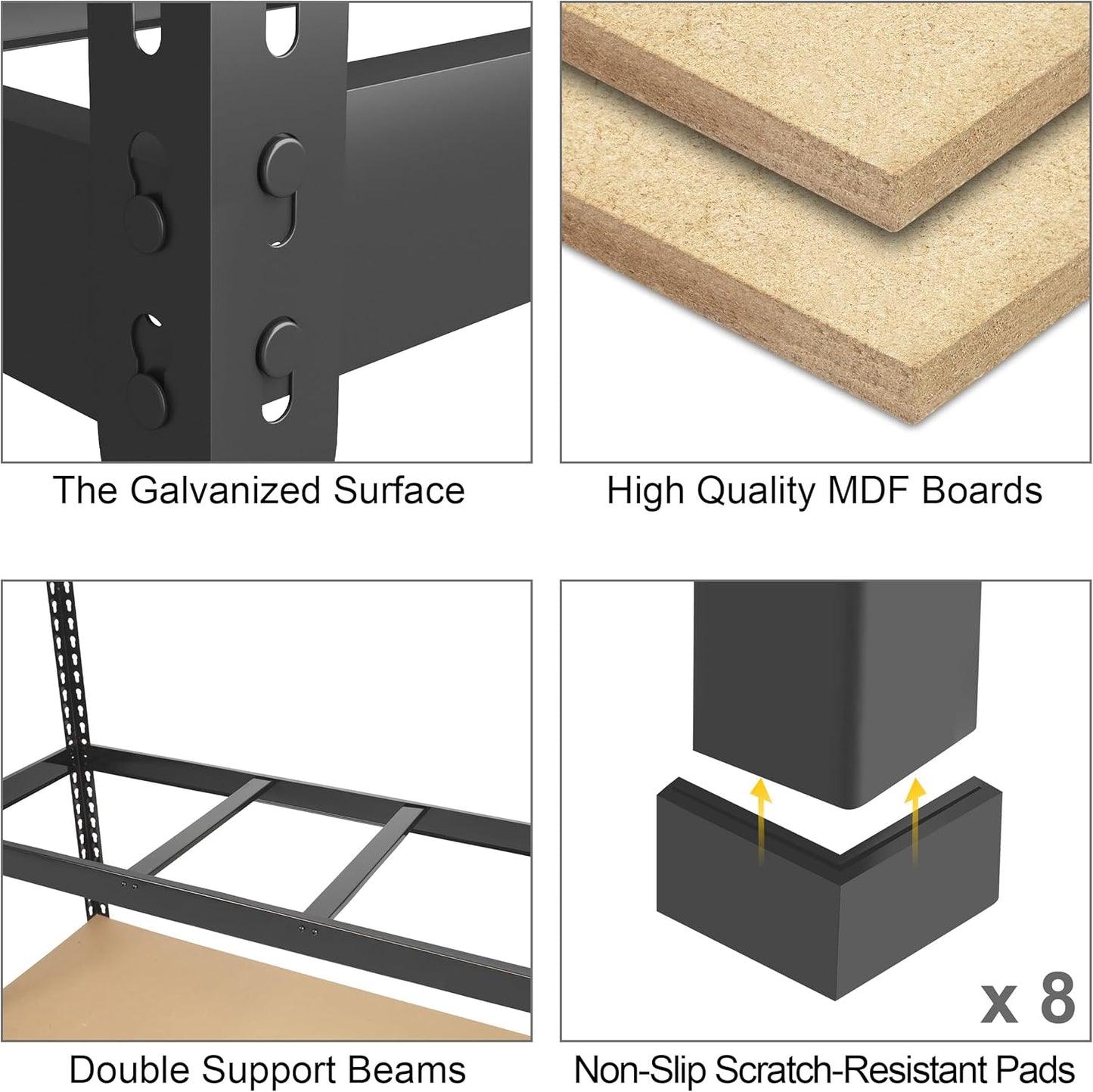 PrimeZone 10 Pack Heavy Duty Storage Shelves - 47" W x 18" D x 71" H 5 Tier Adjustable Garage Storage Shelving, Metal Storage Utility Rack Shelf Unit for Warehouse Pantry Closet Kitchen, Black