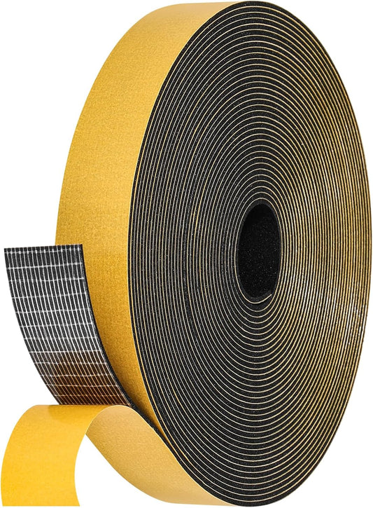 32Feet Weather Stripping Seal (1 Inch X 1/16 Inch) for Door Window, High Density Foam Tape
