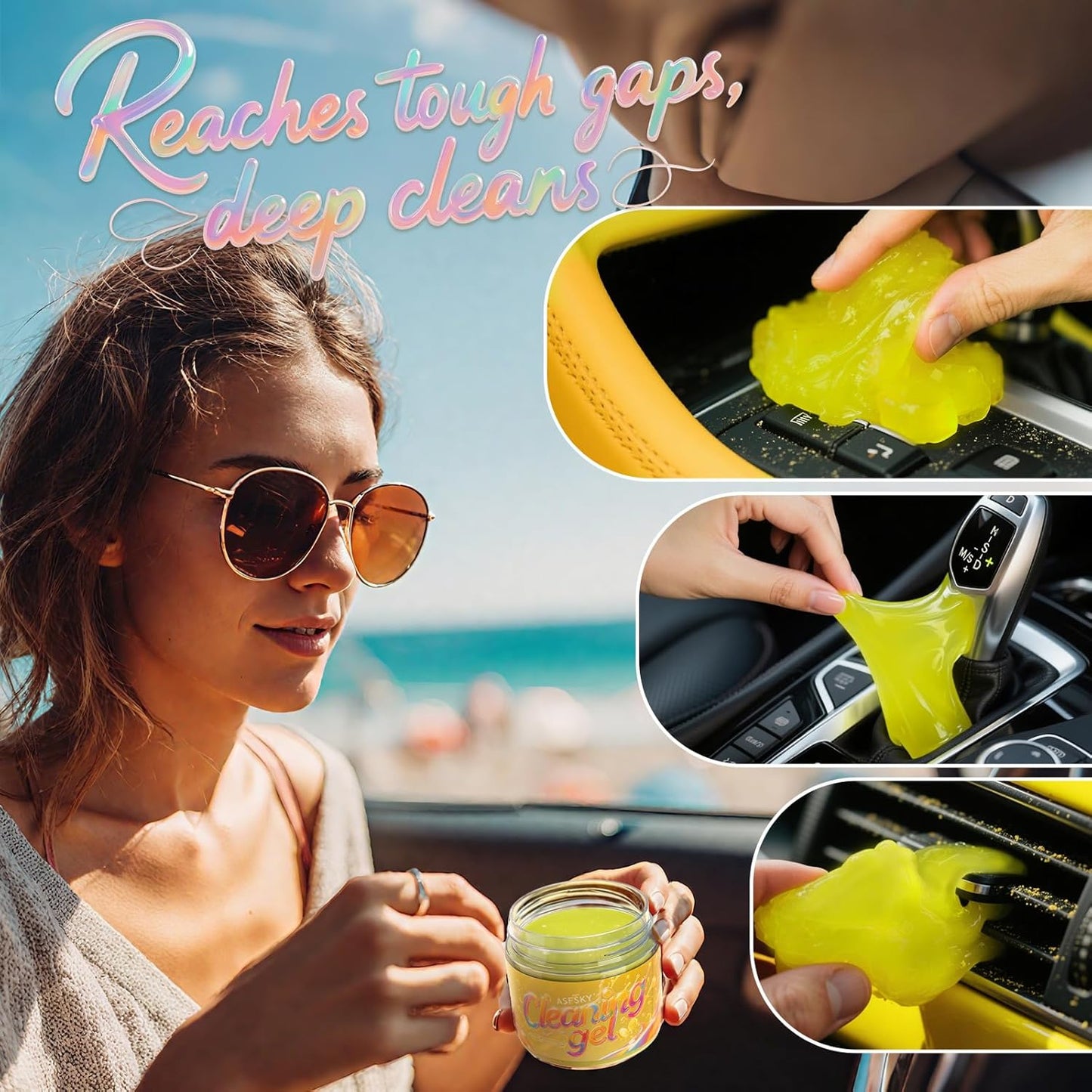 ASFSKY Car Cleaning Gel (Yellow,Lemon) Cleaning Putty Universal Dust Cleaning Car Interior Cleaner Keyboard Dust Remover Car Slime Gifts for Men Women Girl（1 Pack）