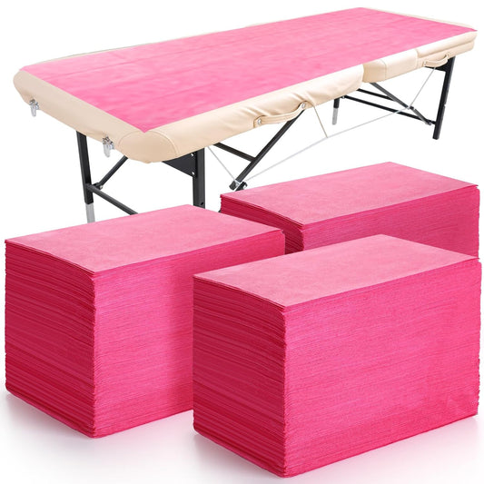 300 Pcs 31" x 71" Massage Table Sheets Waterproof Disposable Bed Sheets Soft Non Woven Fabric Tattoo Breathable Spa Bed Cover for Esthetician Beauty Salon Chair Hotel, Pink