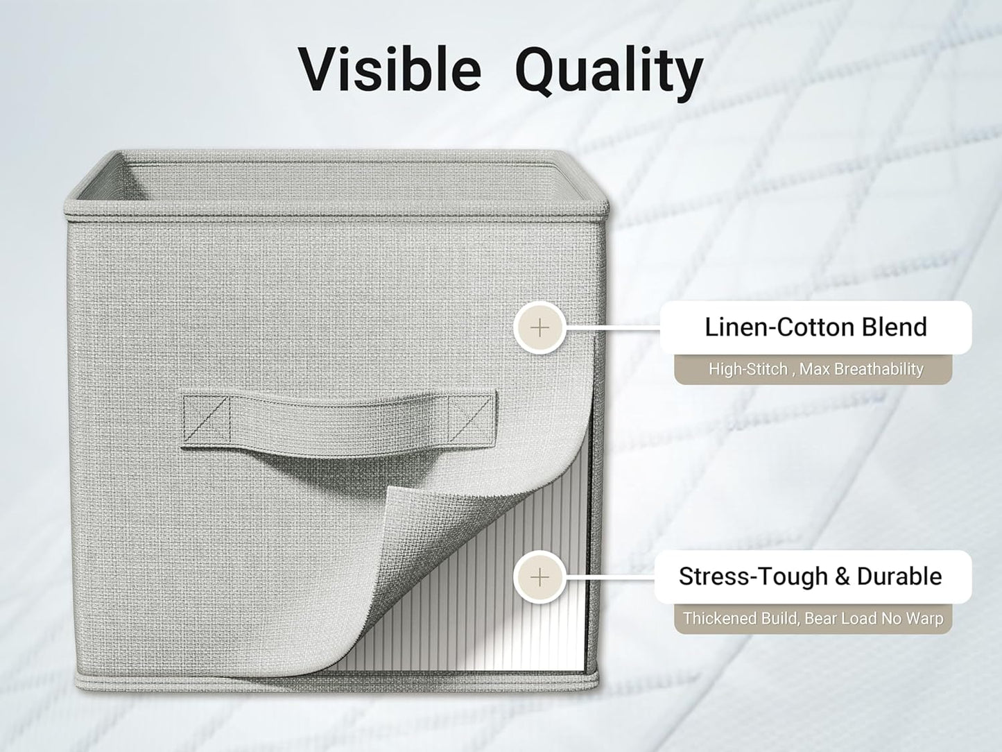 4 Pack Foldable Fabric Closet Storage Bins, 11Inch Organizer Cubes with Handles, Linen Storage Boxes for Clothes, Toys, Books and Home Organization,Gray