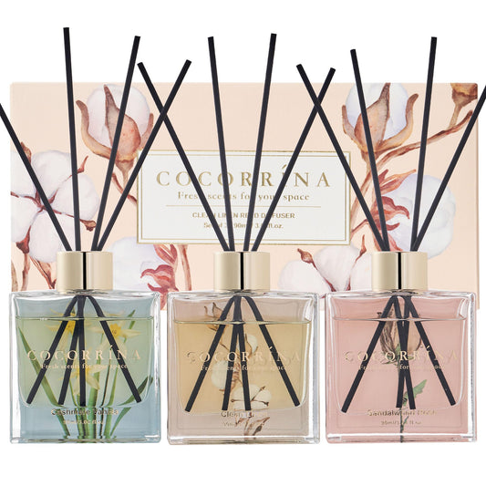 COCORRÍNA Reed Diffuser Set of 3-3 Pack/ 3.04 Fl.oz Diffuser with 24 Sticks Cashmere