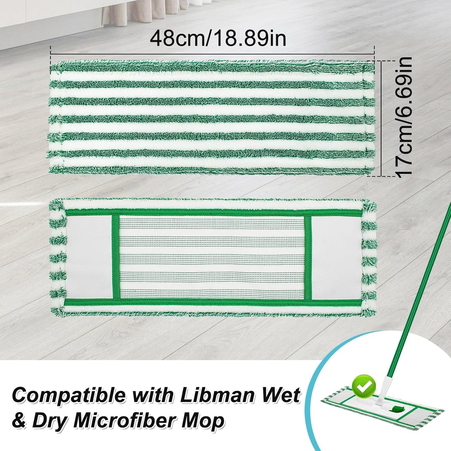 Mop Pads Refills Compatible with Libman Wet & Dry Microfiber Mop,6 Pack Microfiber Mop Refills for Multi Surface Hardwood Floors,Reusable Washable Microfiber Dust Mop Pads for Wet/Dry Floor Cleaning