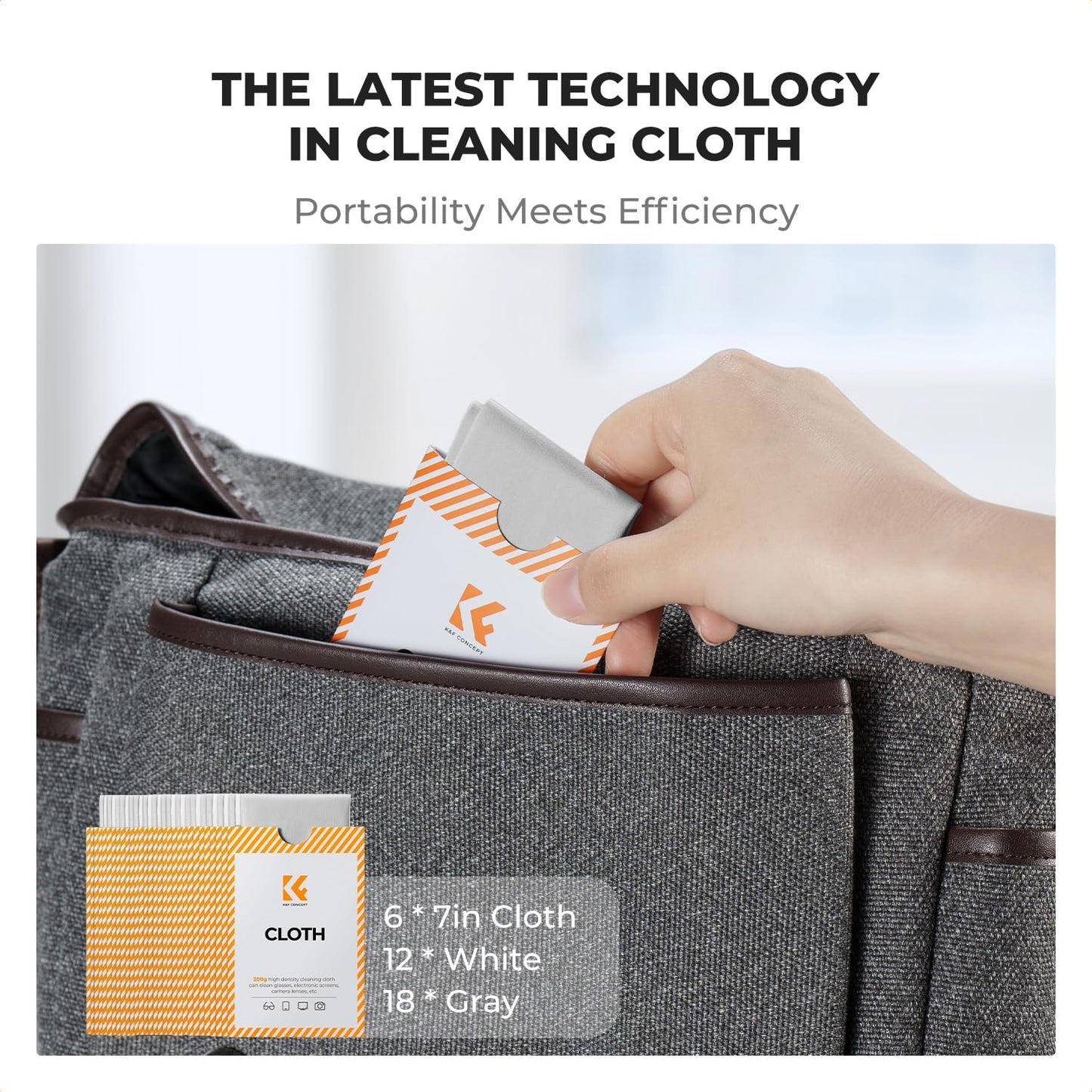 K&F Concept 30 Pack Lens Cleaning Cloth | Microfiber Cleaning Cloth | Glasses Cleaning Cloths | Eyeglass Lens Cleaner | Eyeglasses, Camera Lens, VR/AR Headset, and Screen Cleaning | White & Grey