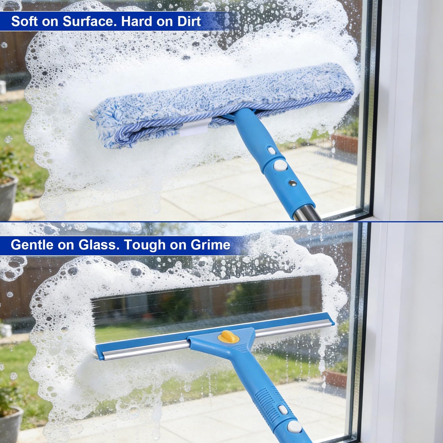 Professional Window Cleaning Kit, Window Washing Kit with 3 Gallon Bucket, 14-Inch Squeegee