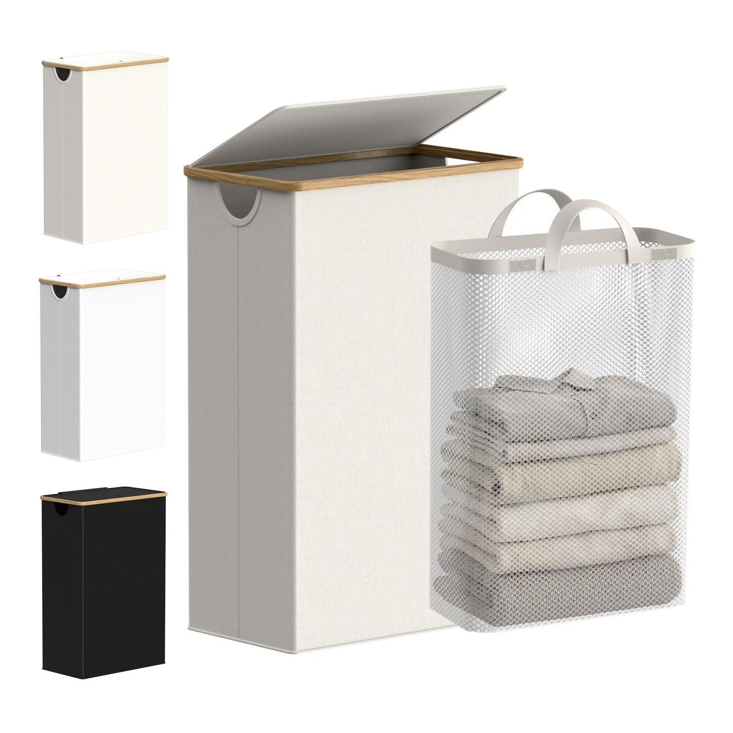 efluky Slim Laundry Basket with Lid, Narrow Laundry Hamper with Removable Bag, Skinny Dirty Clothes
