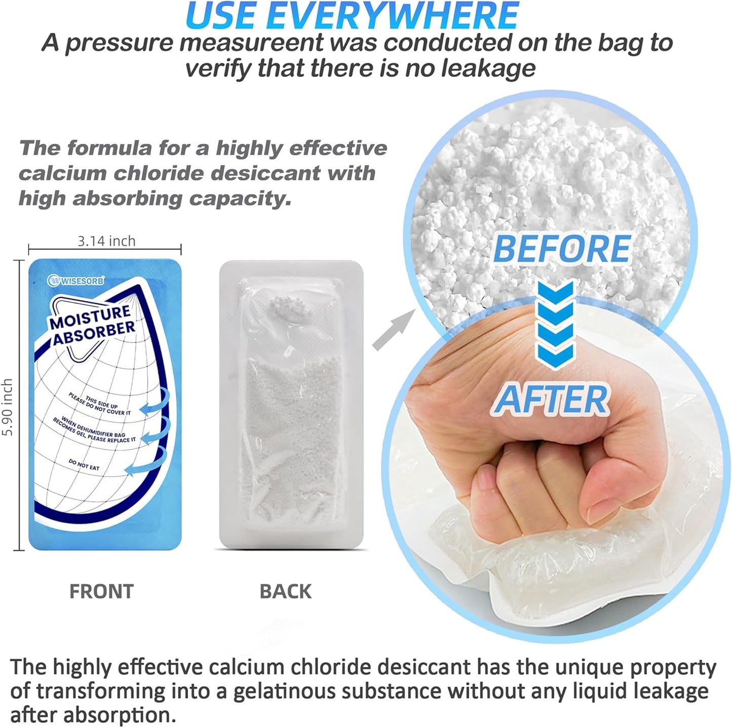 25 Gram 10 Packs Moisture Absorbers Packs, Leakproof Desiccant Dehumidifier Bags for Bathrooms, Basements, Rvs, Humidity Absorbers Packets for Closet