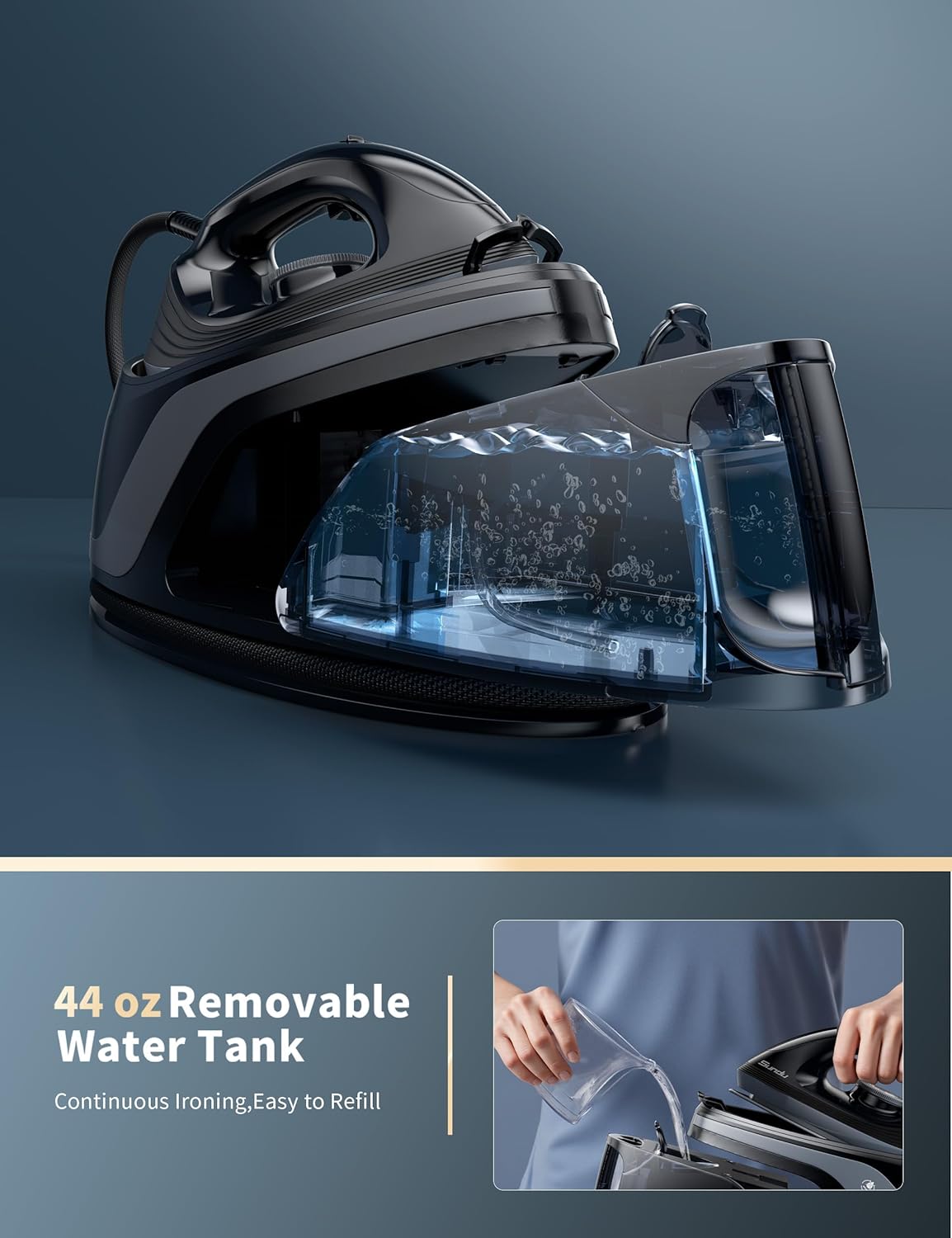 Sundu Iron Steamer for Clothes,1600W Steam Station Professional Steam Iron For Clothes with 44 oz Tank, 400 microsteam holes, Built-In Pump, Ceramic baseplate,Iron Lock For Easy Carry