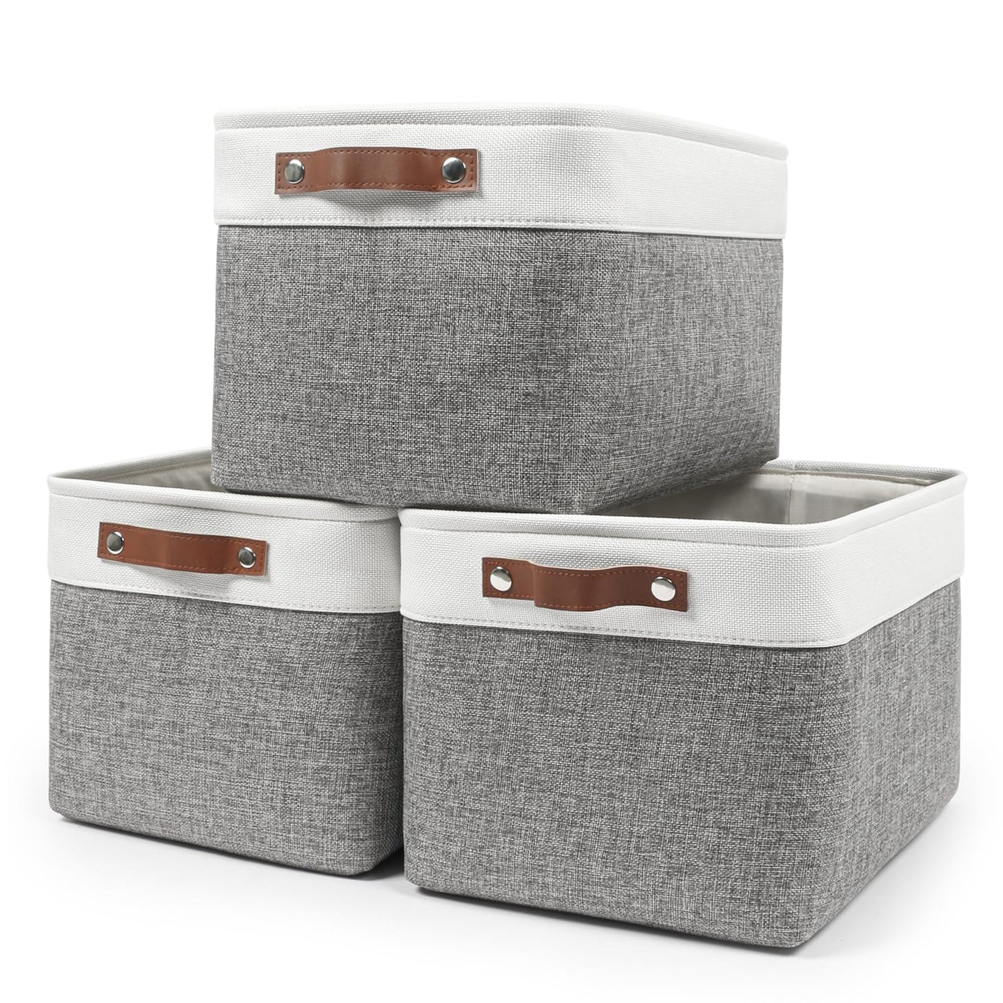 Bagnizer Storage Bins Large Fabric Storage Baskets for Shelves 3 Pack, Decorative Linen Closet