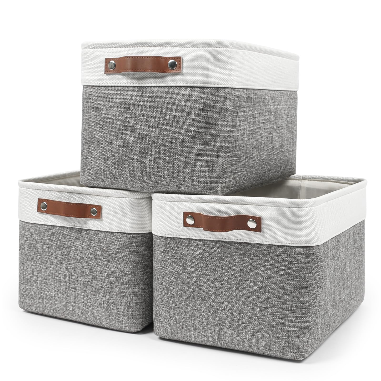 Bagnizer Storage Bins Large Fabric Storage Baskets for Shelves 3 Pack, Decorative Linen Closet