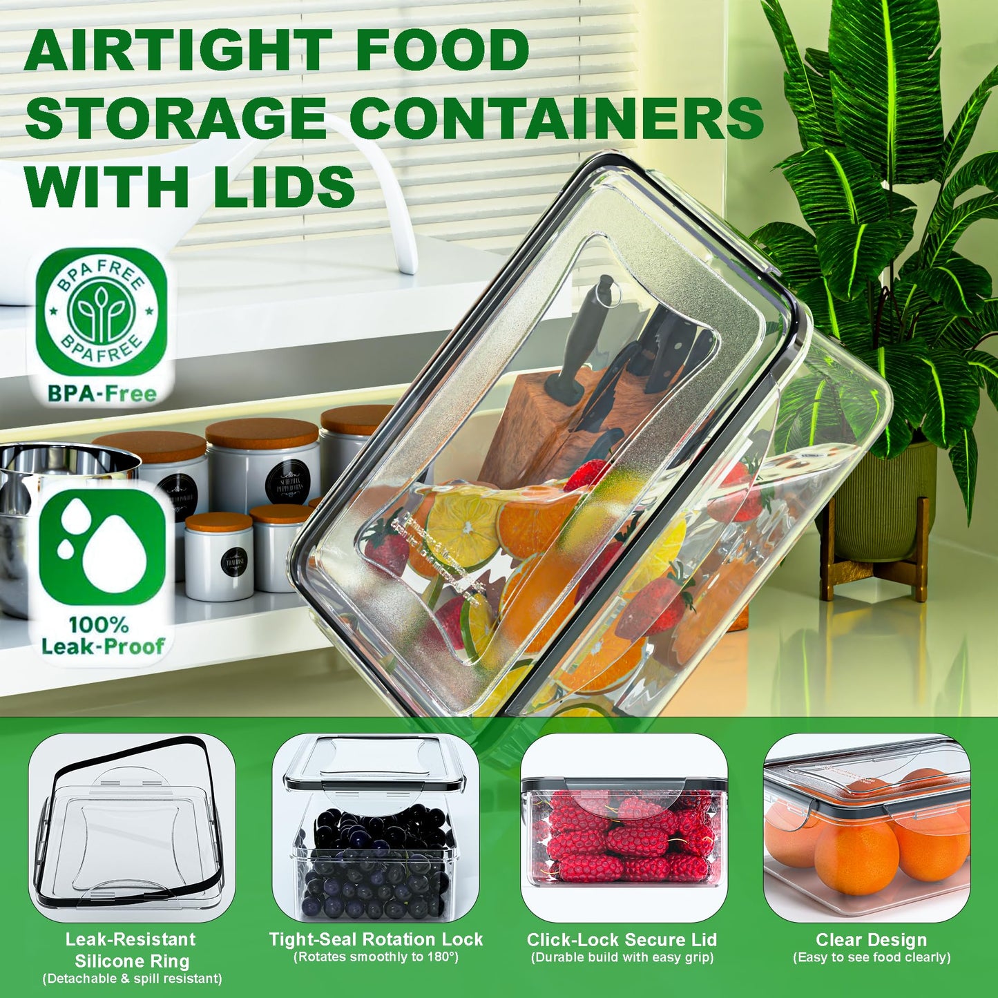54 Pcs Food Storage Containers with Lids Airtight, (27 Containers &27 Lids) Reusable BPA-Free