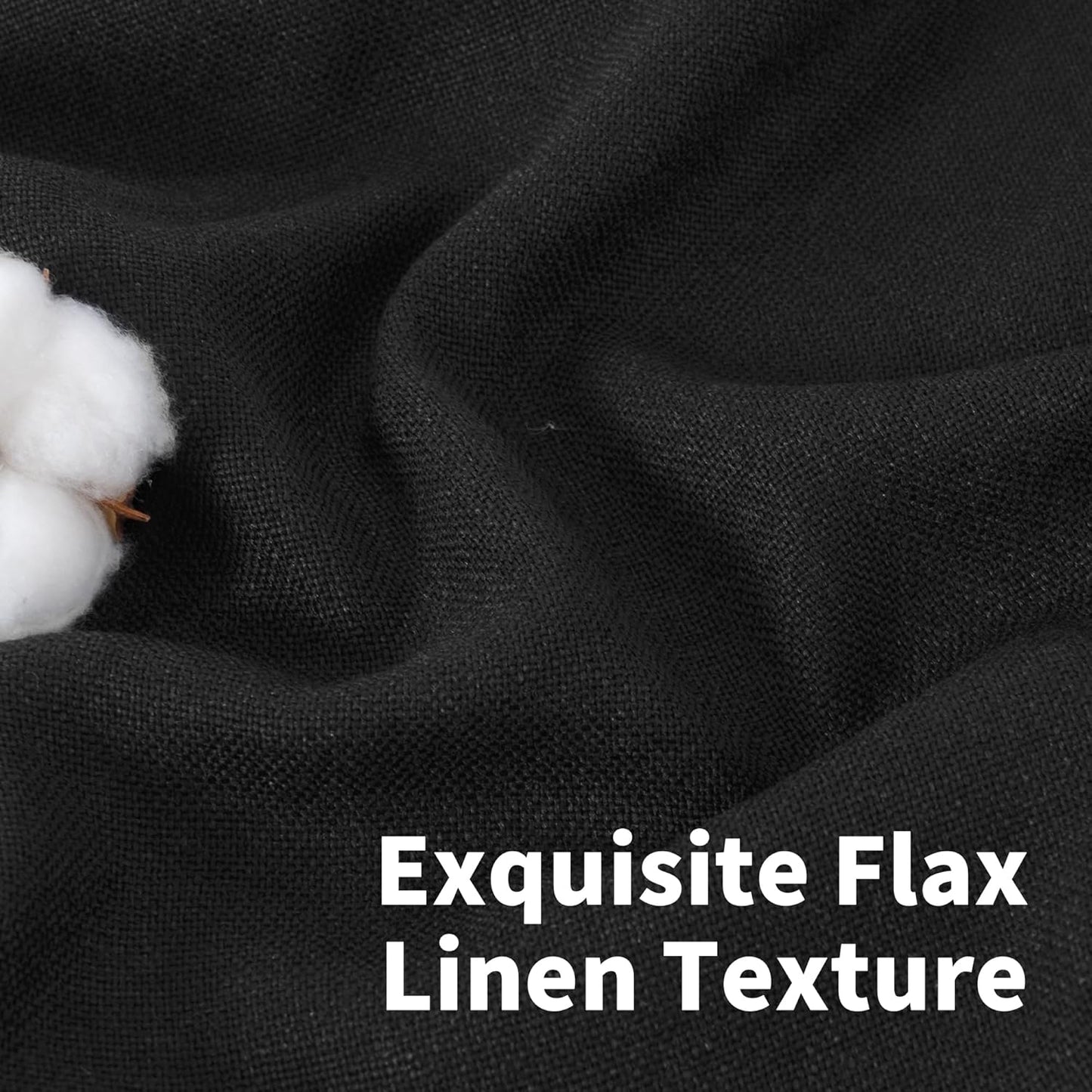 YoungsTex Black Linen Curtains 36 Inch Long for Kitchen 2 Panels, Light Filtering SemI Sheer Drapes Short Length with Back Tab Rod Pocket for Bathroom Cafe Gothic Decorative Privacy, 42 X 36 Inch