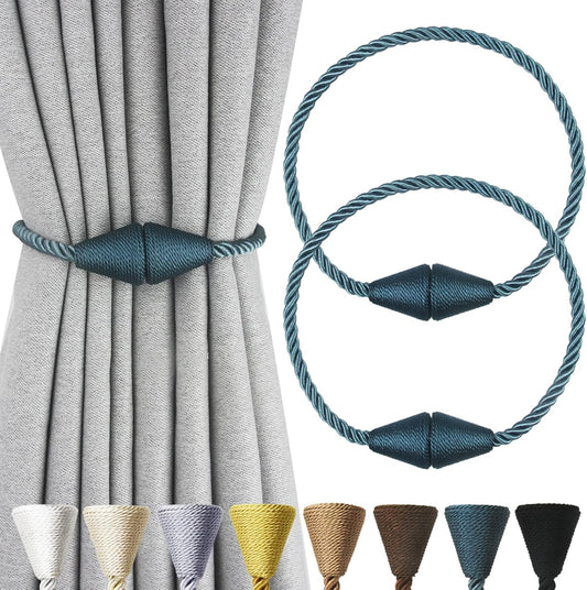 2 Pack Magnetic Curtain Tiebacks Rope Modern Handmade Curtain Tie Backs Decorative Drapes Weave