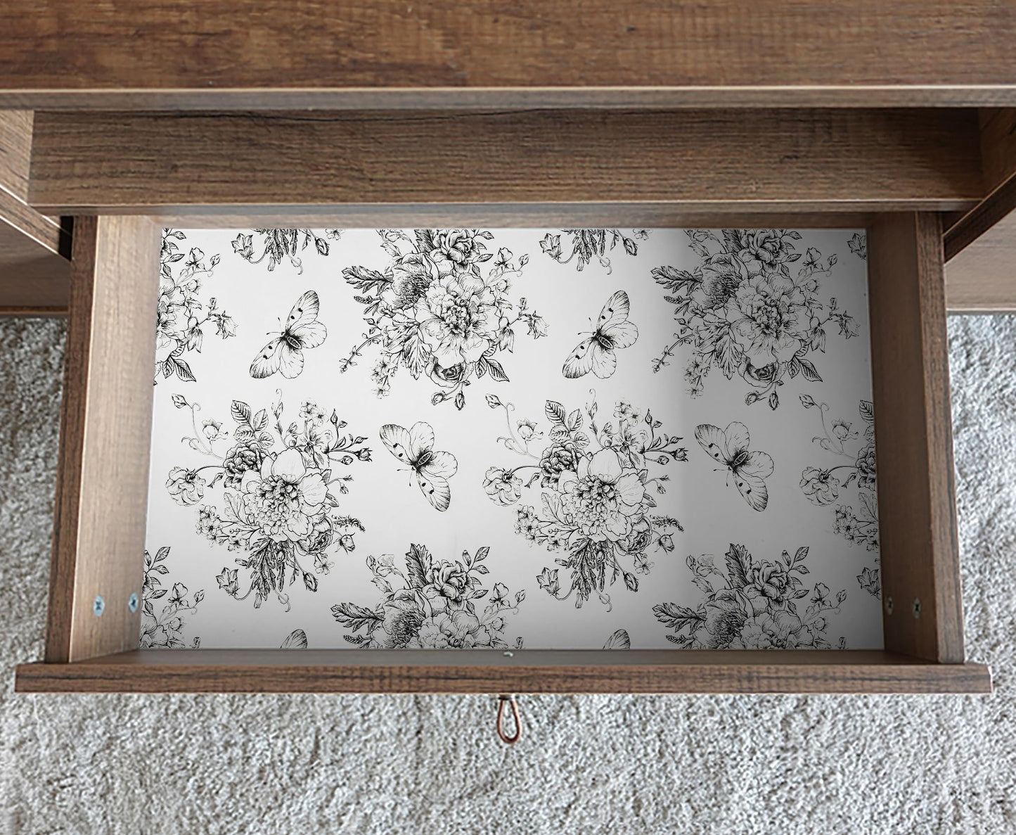 Micpolo Floral and Butterfly Self Adhesive Shelf Liner for Kitchen Bedroom Cabinets Waterproof