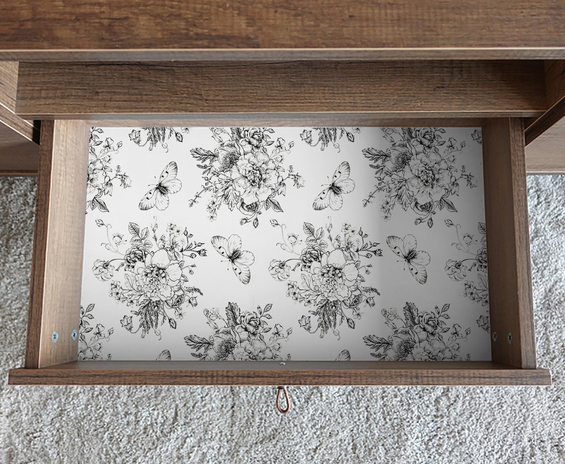 Micpolo Floral and Butterfly Self Adhesive Shelf Liner for Kitchen Bedroom Cabinets Waterproof