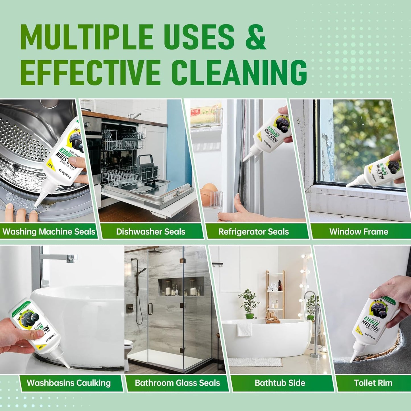 Stain Remover Gel Cleaner, Home Stain Remover Cleaner for Front Loader Washing Machine Black Stain Removal Multi-Surface Stain Cleaning Gel for Bathroom Seals, Grout, Shower & Tile,Caulk,Tub