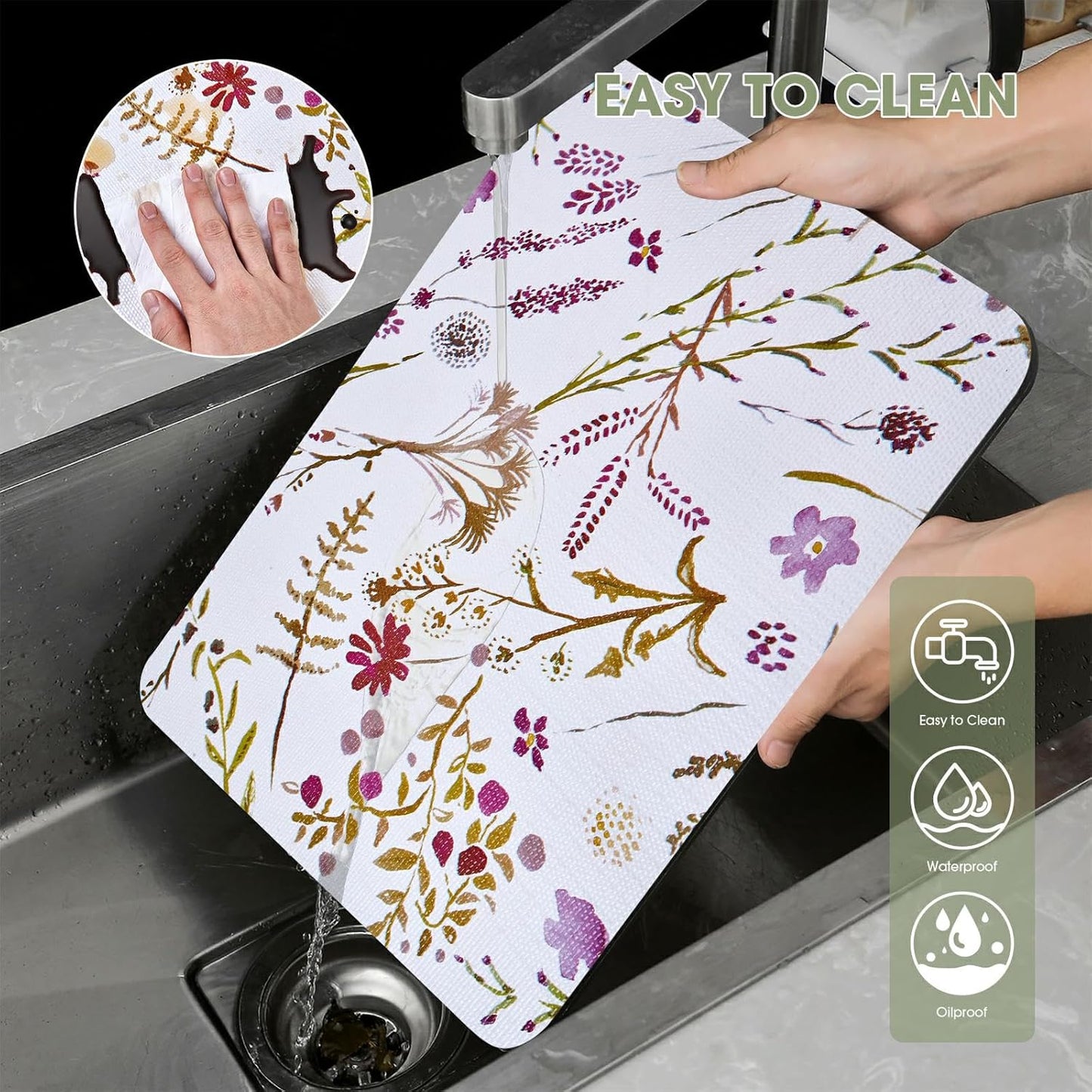 Drawer and Shelf Liner for Kitchen Cabinets, Non Adhesive, Non Slip Drawer Liner Shelf Paper for Kitchen, Waterproof Floral Shelf Liner (Colorful Floral, 18INx20FT)