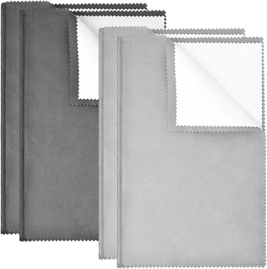 SEVENWELL Silver Polishing Cloth, Jewelry Cleaner Cloth for Sterling Silver Jewelry, Gold, Platinum, Silverware, Diamonds, Gemstones, Coins (2pcs Dark Gray and 2pcs Light Gray (Large))