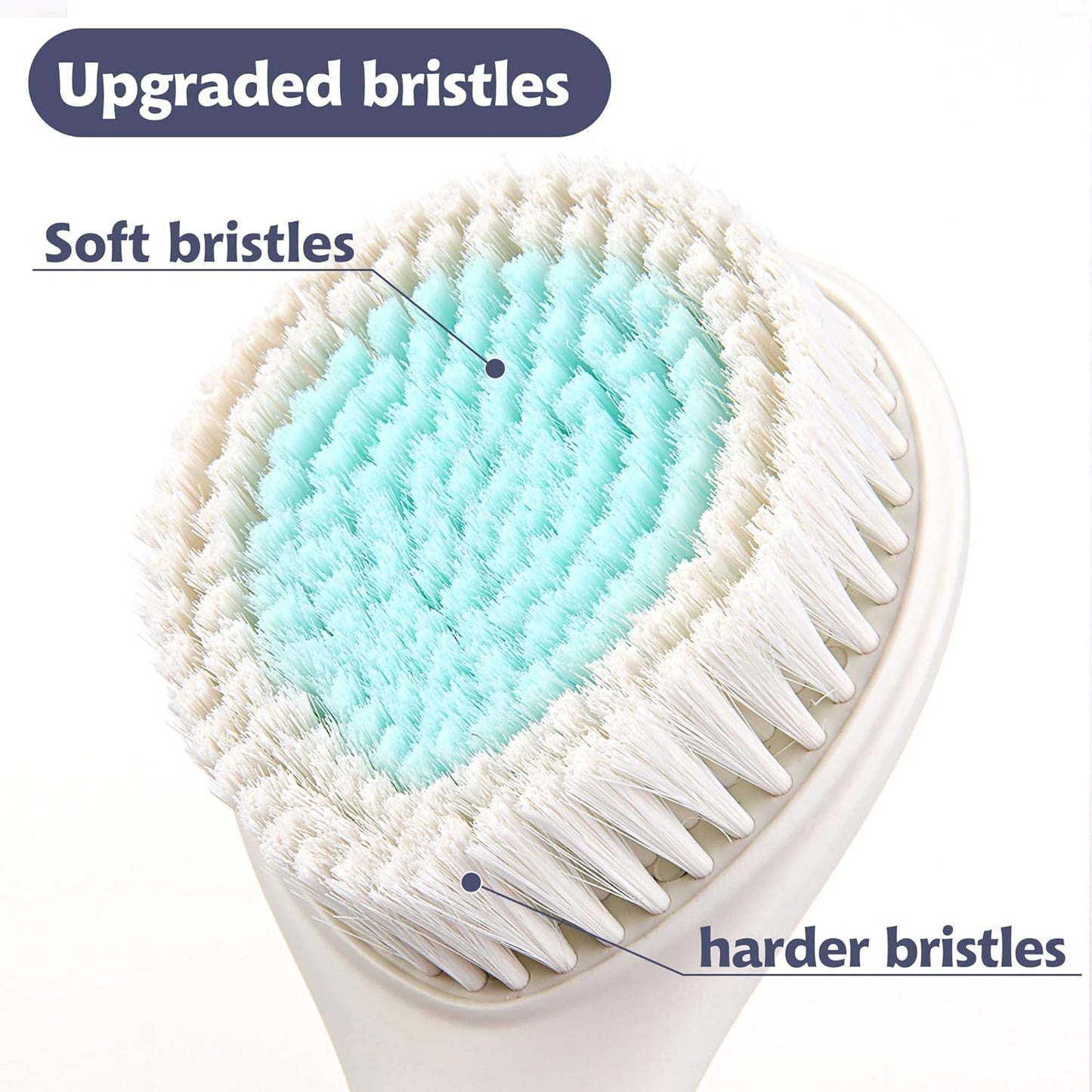 BEDELITE Back Bath Brush Long Handle for Shower - Soft Shower Brush for Men & Women,Back Brush Scrubber(16.4" Long), Skin Exfoliator for Bath Scrubber Body Brush(Ivory)