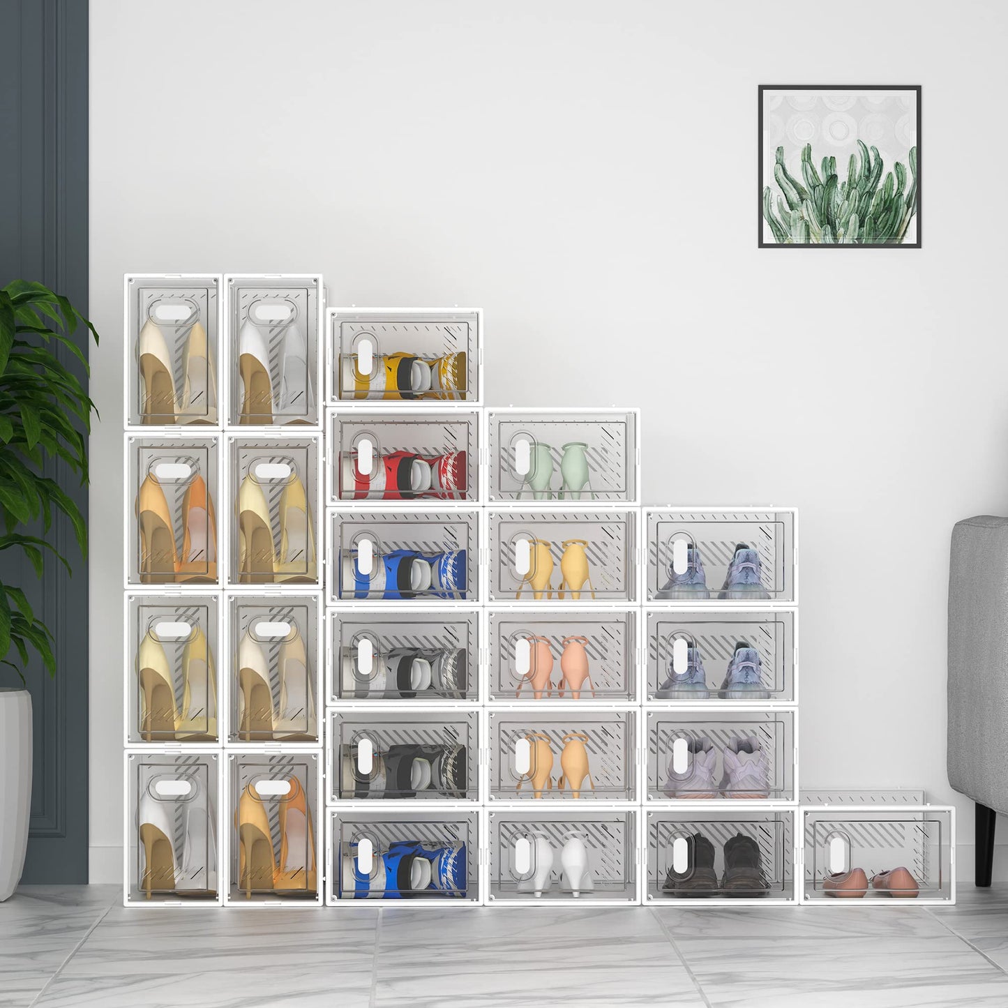 SIMPDIY Clear Shoe Storage Boxes, Stackable Shoe Organizer for Closet