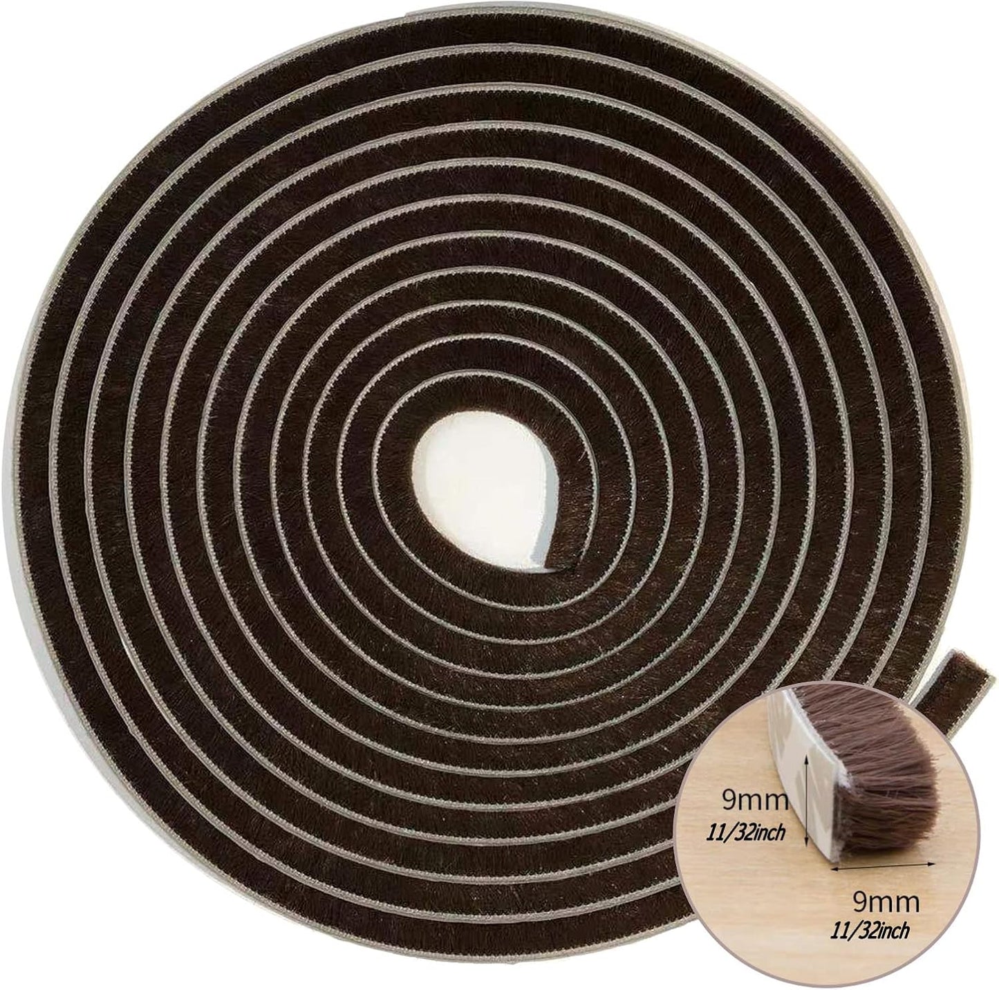 Weather Stripping Brush for Sliding Windows/Doors Frame Side,Pile Self Adhesive Weatherstrip Seal Strip Sealer Draft Stoppers (16.5ft x11/32 x 11/32 Brush inch, Brown)