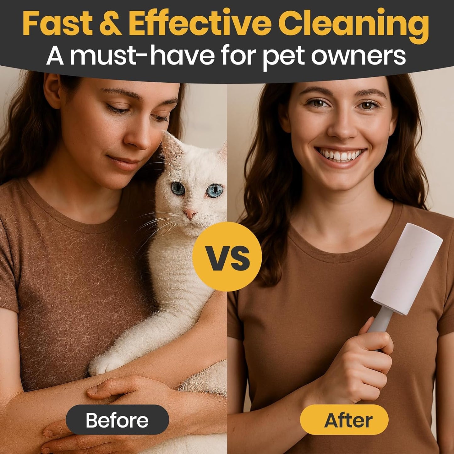 DELOMO Pet Lint Roller for Clothes – Lint Rollers for Pet Hair Extra Sticky, Mega Value Set of 400 Sheets (1 Roller + 3 Refills), Dog Cat Hair Remover for Couch, Furniture, Keep Your Home Tidy