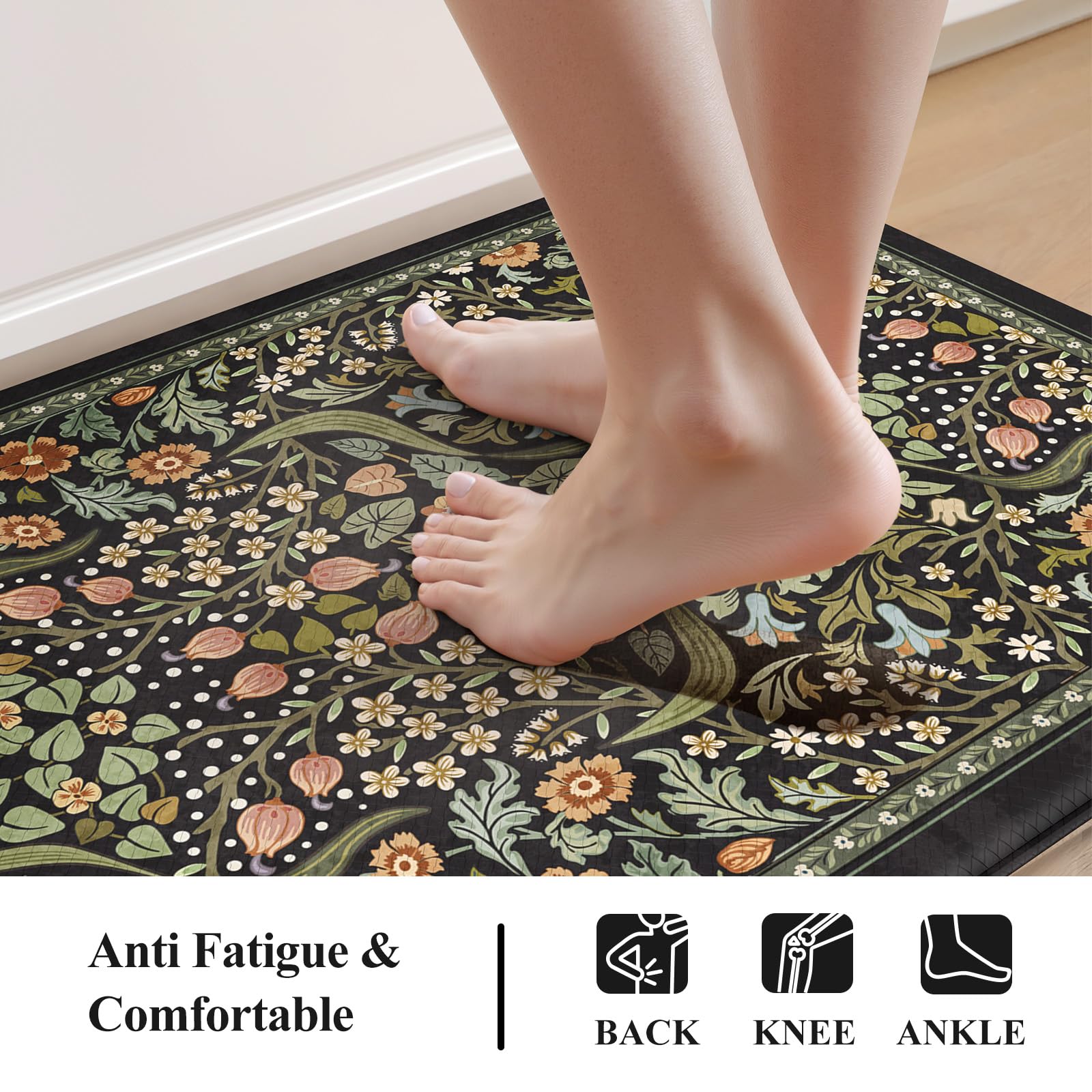 Collive Kitchen Mats for Floor, Kitchen Rugs Sets of 2 Non Slip Washable