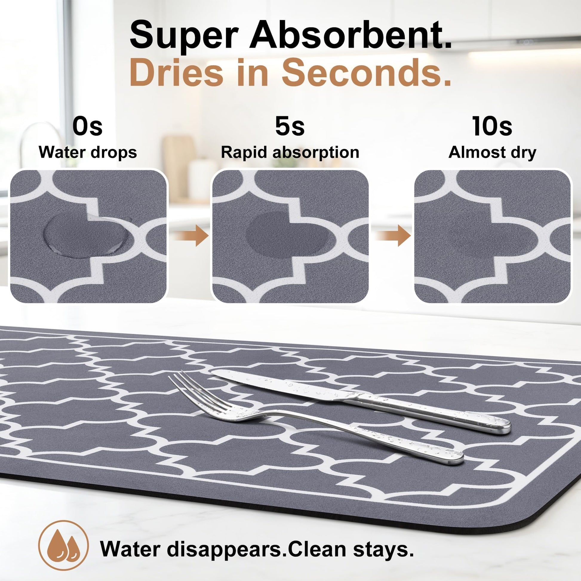 Dish Drying Mat Absorbent Dish Drying Mats for Kitchen Counter 15"x 18"