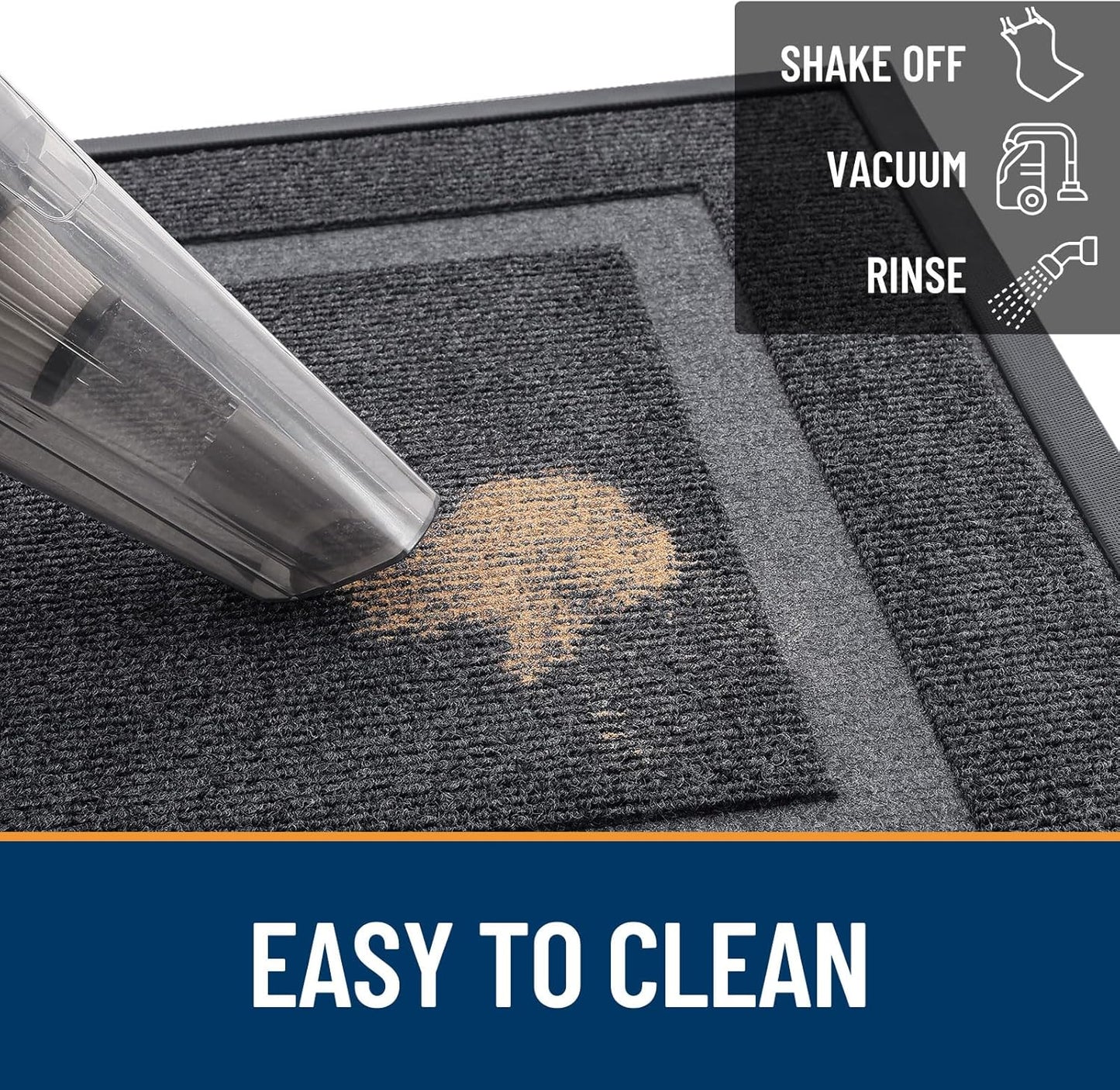 OLANLY Front Door Mat Indoor Outdoor Entrance, Waterproof All-Season, All-Weather Doormat, Sturdy Natural Rubber, Fade Resistant, Low Profile, Easy Clean Patio Porch Entryway Mat, 47x17, Grey