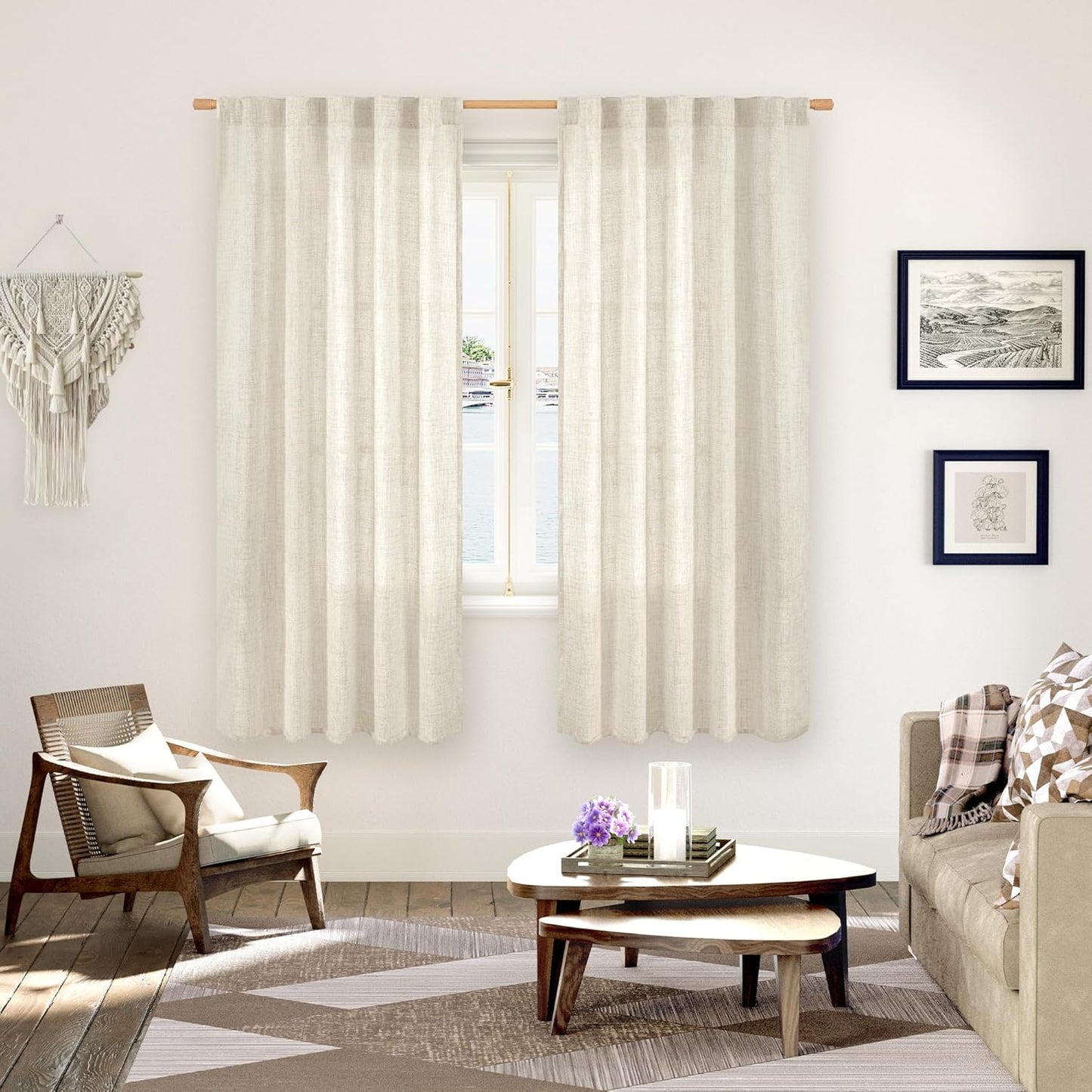 YoungsTex Linen Curtains 72 Inch Length for Living Room - Light Filtering Window Drapes with Back Tab Rod Pocket for Bedroom Office Dining Country Privacy, 42 X 72 Inch, 2 Panels