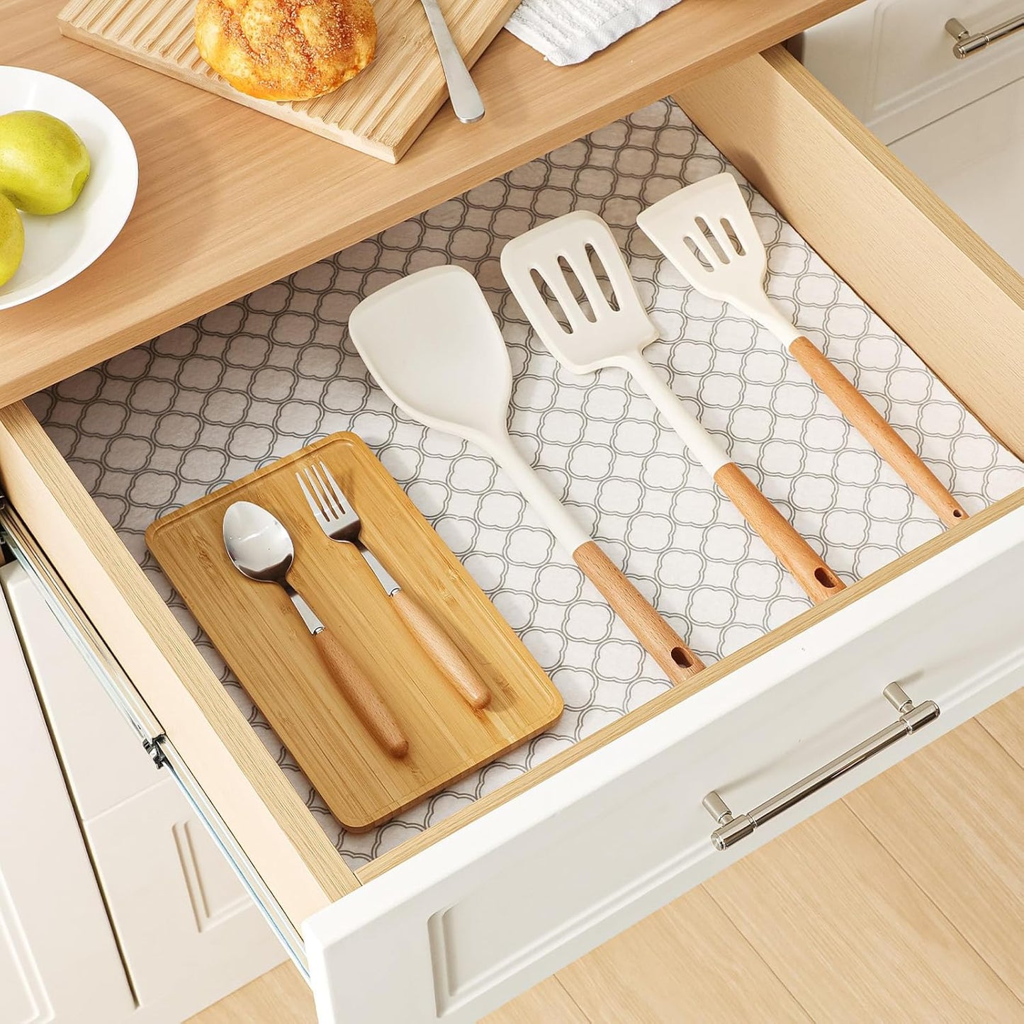 Cooyes Felt Shelf Liners for Drawer & Kitchen Cabinet, 12 Pack, 12" × 24 ", Non Slip Fridge Liners Machine Washable, Breathable Refrigerator Mats for Glass Shelves, Keep Produce Fresh Longer