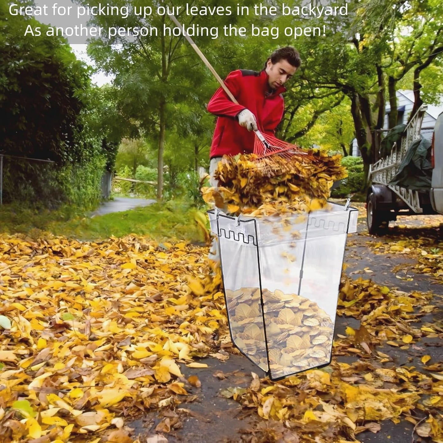 Garden Trash Bag Holder - Outdoor Leaf Bag Support Stand Multi-Use Metal Garbage Bag Holder Frame Holds 30-45 Gallons Bag for Leaves, Camping, Yard Weeding, Lawn Party(2PCS)