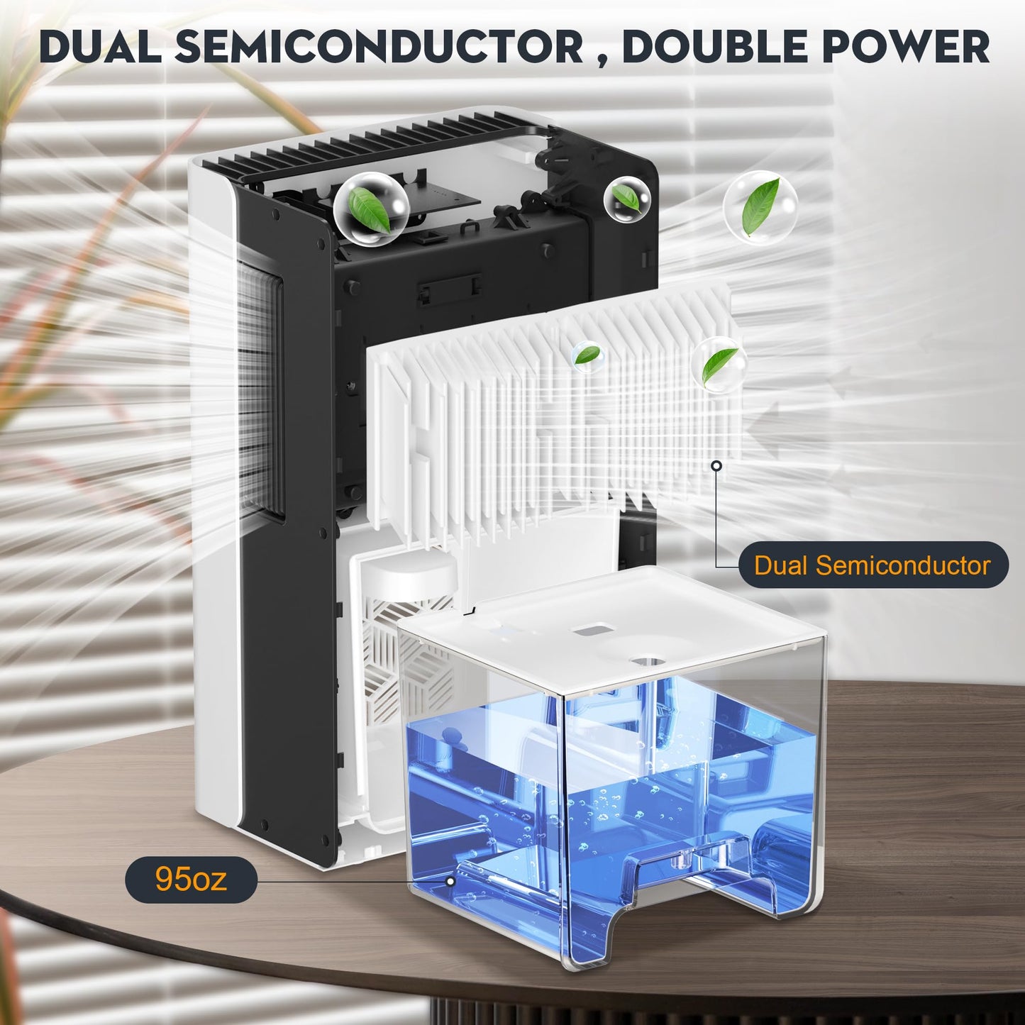 ToLife Dehumidifier, 1000 Sq Ft 95 oz Tank with Sleep Mode, Auto Shutoff