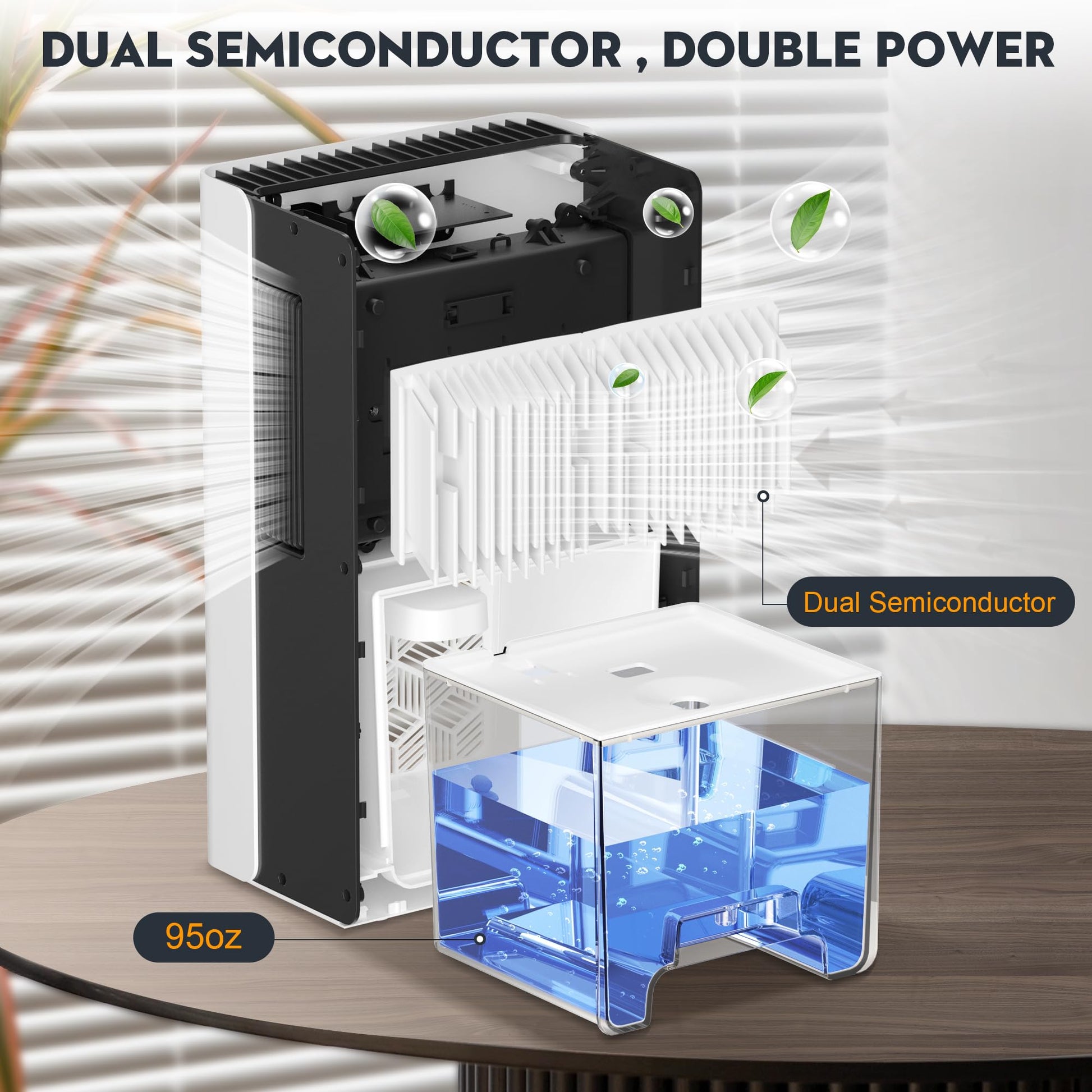 ToLife Dehumidifier, 1000 Sq Ft 95 oz Tank with Sleep Mode, Auto Shutoff