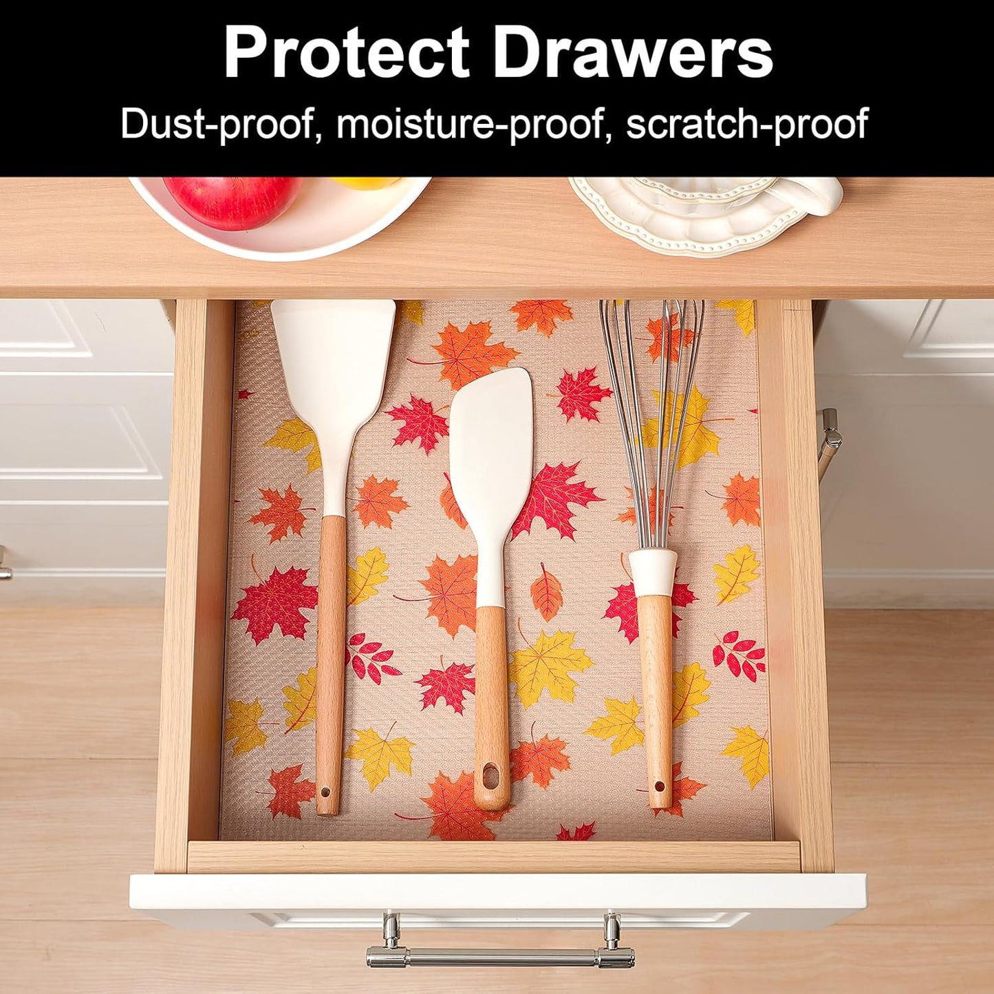Cooyes Shelf Paper for Kitchen Cabinets Non Adhesive, Waterproof & Oil-Proof Kitchen Drawer Liner for Refrigerator Drawer Fridge Cupboard, (17.7 Inch W x 360 Inch L, Pumpkin Orange)