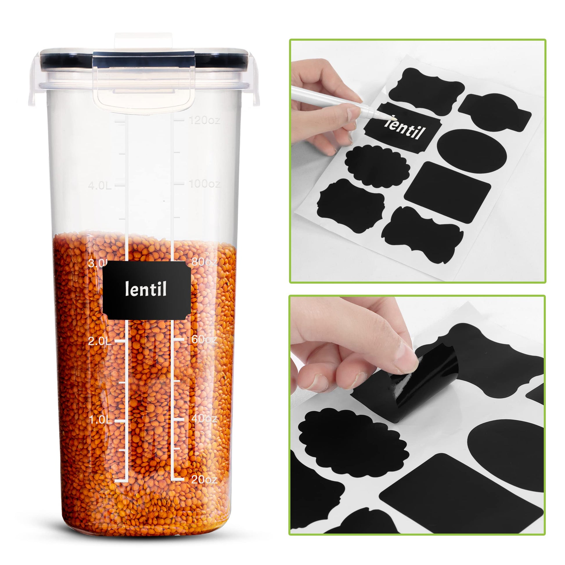 Utopia Kitchen Cereal Containers Storage Set with Lids, 4 Pack, 4L, Clear