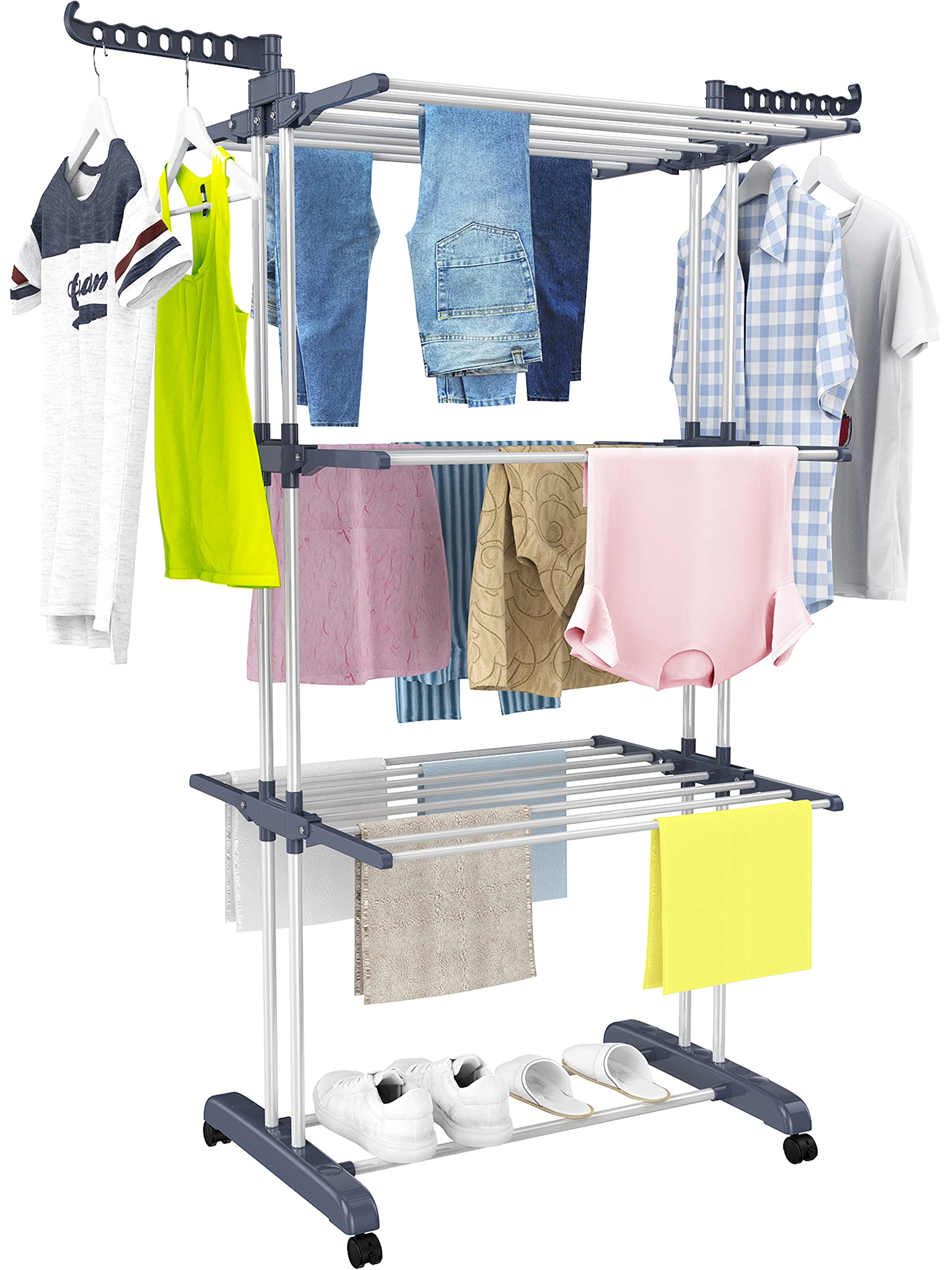HOMIDEC Clothes Drying Rack, 4-Tier(67.7" H) Foldable Drying Rack Clothing