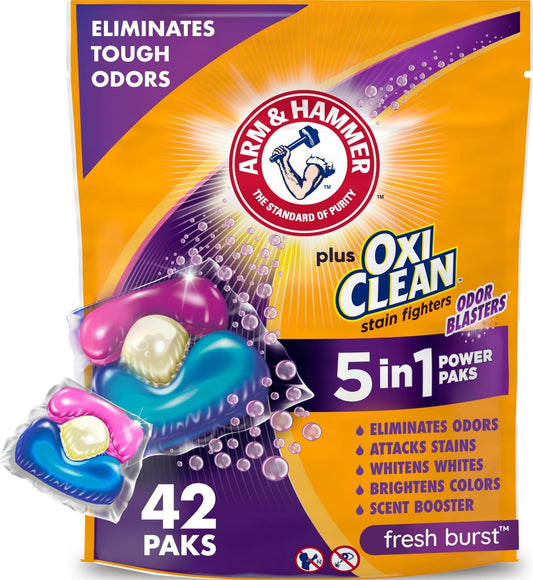 ARM & HAMMER Plus OxiClean Odor Blasters Laundry Detergent Pak, 42 Count