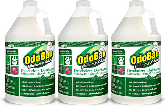 OdoBan Professional Disinfectant and Odor Eliminator Concentrate, 3-Pack, 1 Gallon Each, Original Eucalyptus Scent