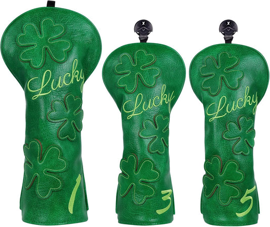 Golf Headcovers Golf Club Head Covers Four Leaf Clover Good Luck Charm - Clover Style Premium