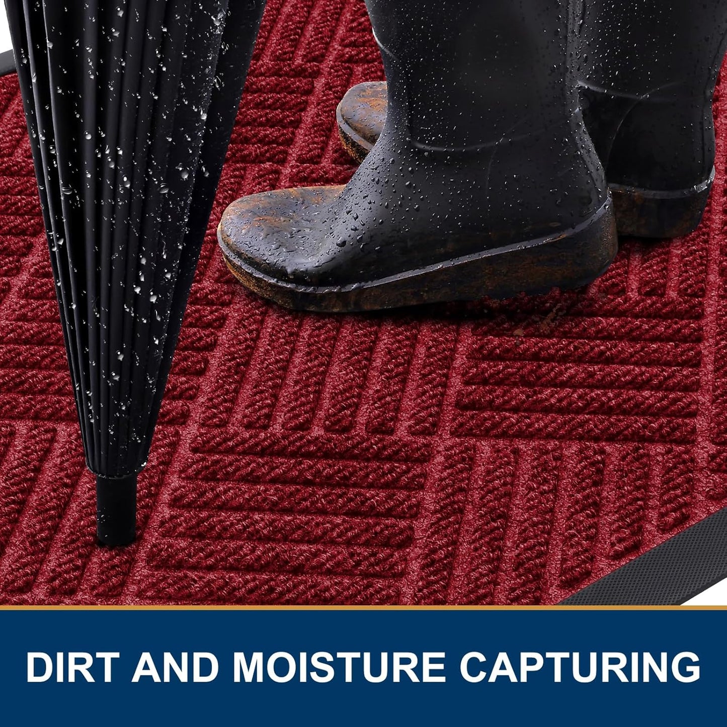 Smiry Front Door Mat Outside Entrance, Heavy Duty Outdoor Indoor Mat, Natural Rubber Doormat, Non Slip, Trap Dirt and Moisture, Easy Clean, Low Profile Patio Porch Entryway Mat, 71x23, Wine Red