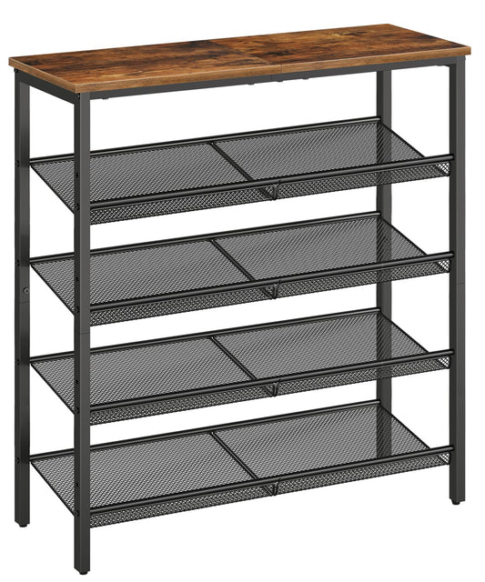 HOOBRO Shoe Rack for Entryway, 5-Tier Shoe Organizer with Adjustable Mesh Shelves, 16-20 Pairs of