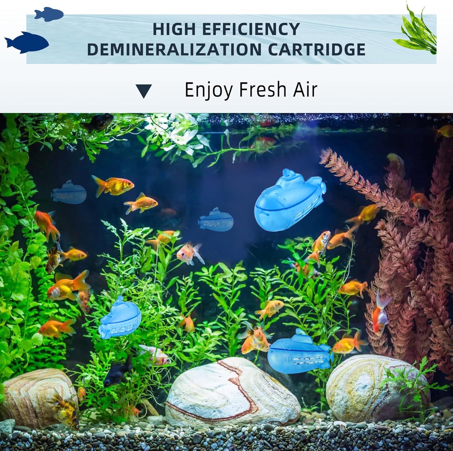 AMI PARTS Humidifier Tank Cleaner for Warm&Cool Most Humidifiers and Fish Tank Humidifier Demineralization Purifie Water Soften Hard Water 18-Pack (Blue, Adorable, Submarine Shape)